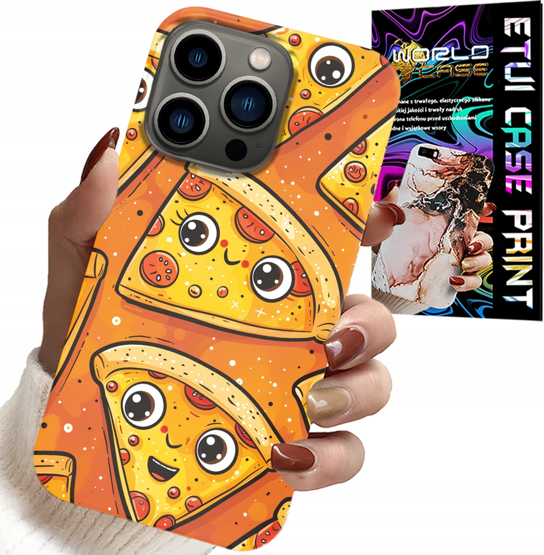 ETUI DO IPHONE 15 PRO - SŁODKIE UŚMIECHNIĘTE PIZZE CASE + SZKŁO