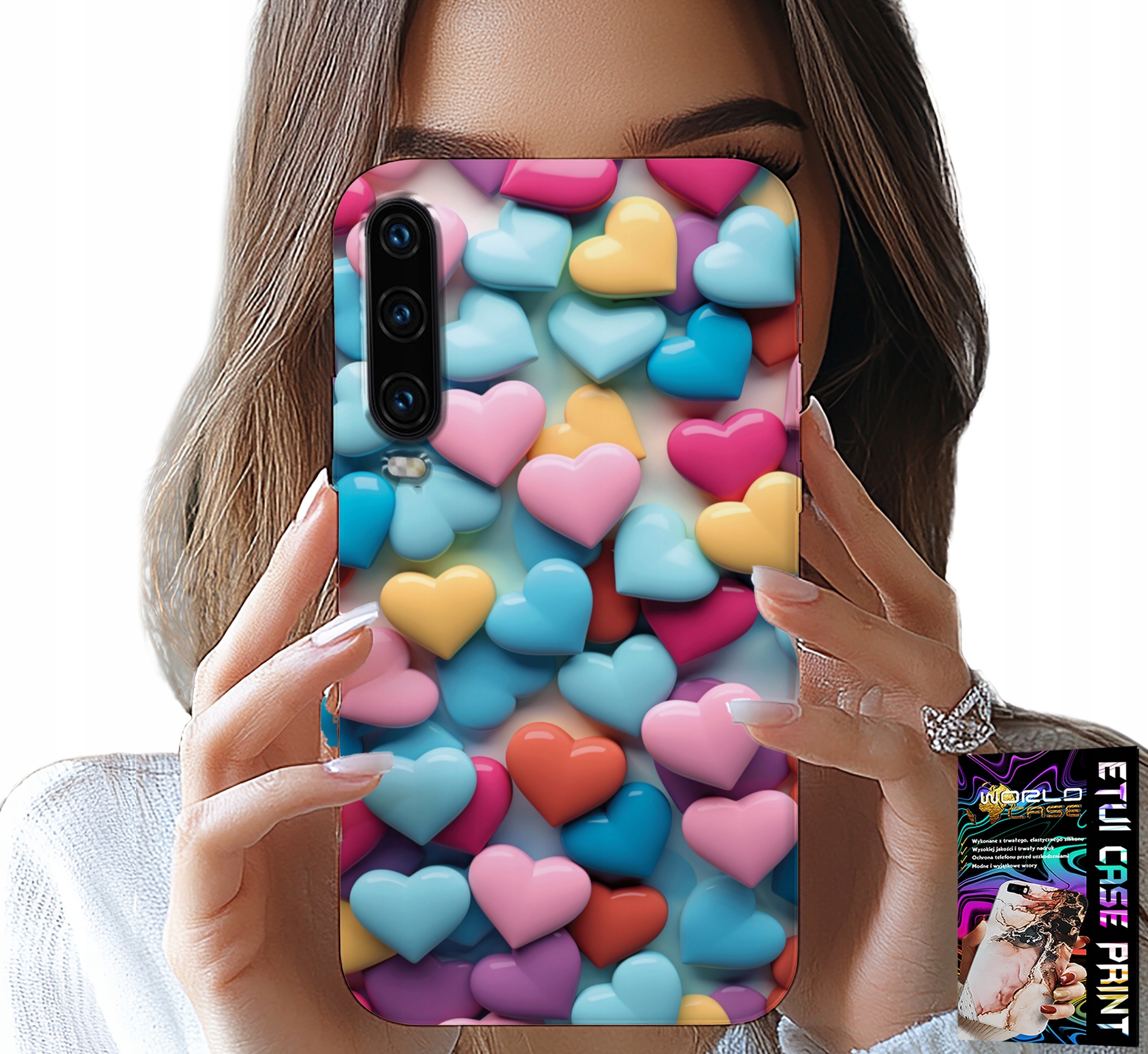 ETUI DO HUAWEI P30 - KOLOROWE SERCA MOŻLIWOŚĆ PERSONALIZACJI