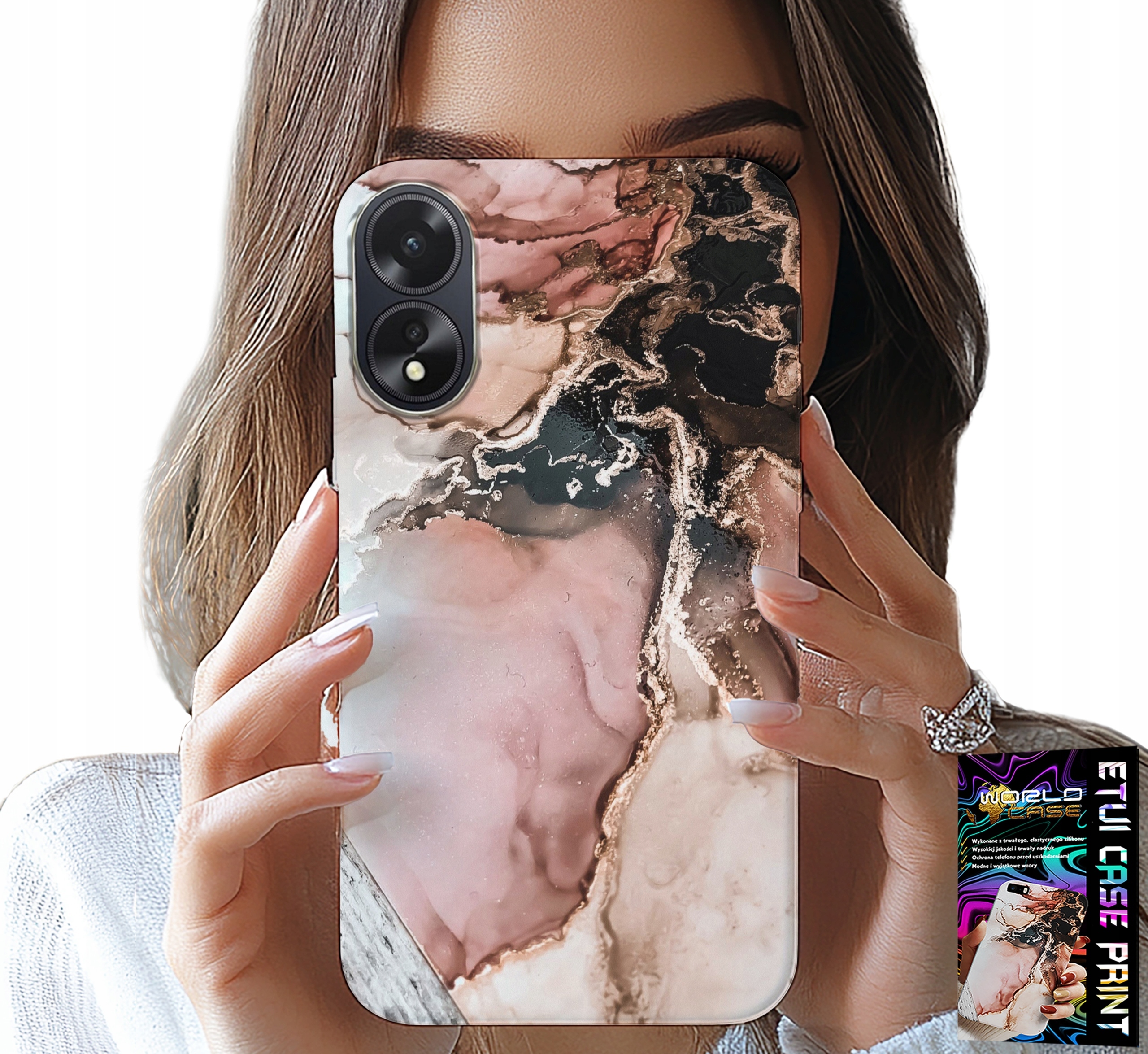 ETUI DO OPPO A38 4G - ELEGANCKI MARMUREK MODNE WZORY + SZKŁO