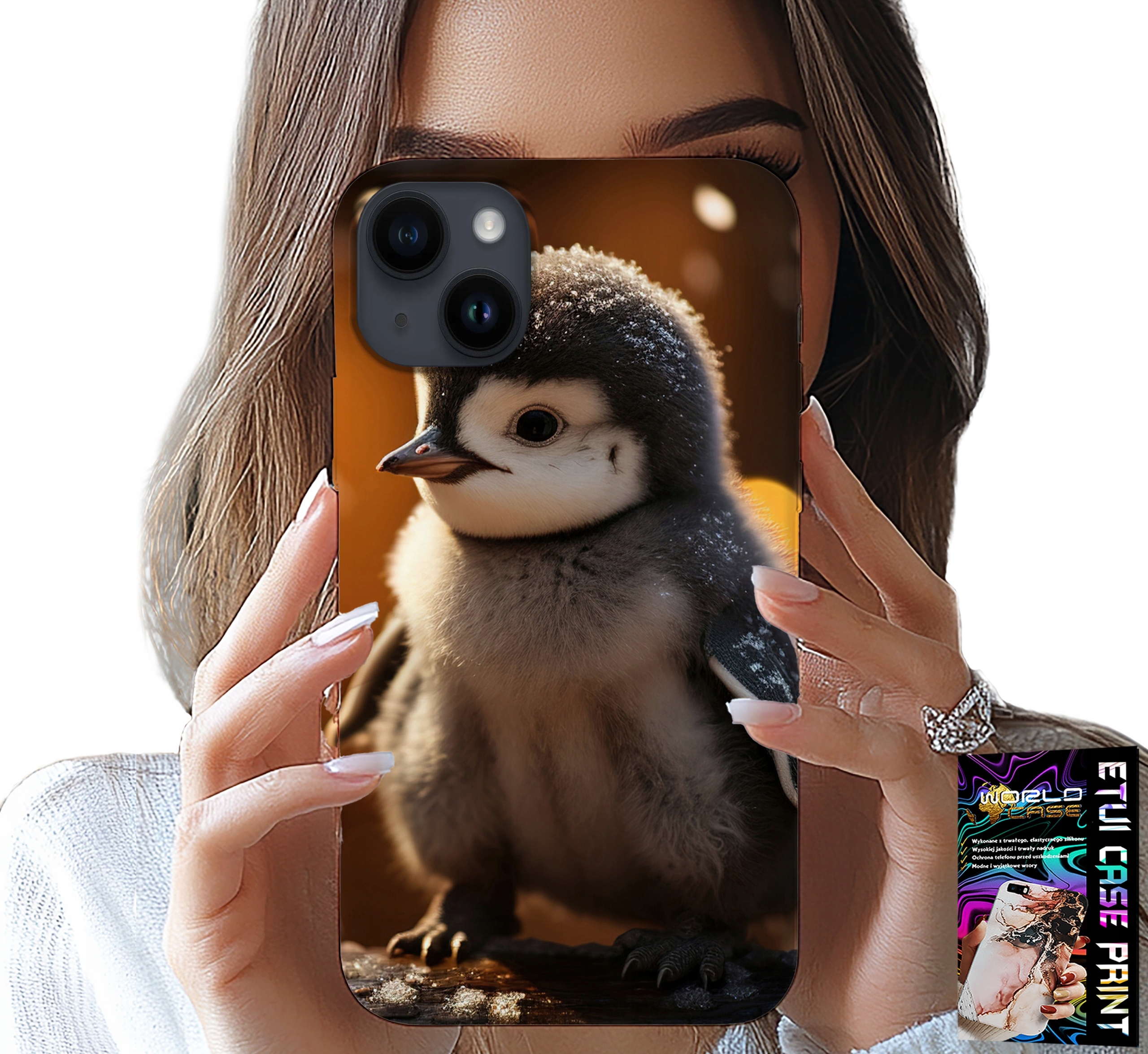 ETUI DO IPHONE 15 PLUS - SŁODKI PINGWIN, TUPTAK, MADAGASKAR WZORY