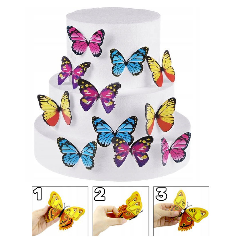 Waflowe Pomarańczowe MOTYLKI MOTYLEK na tort Jadalna Dekoracja 23 szt