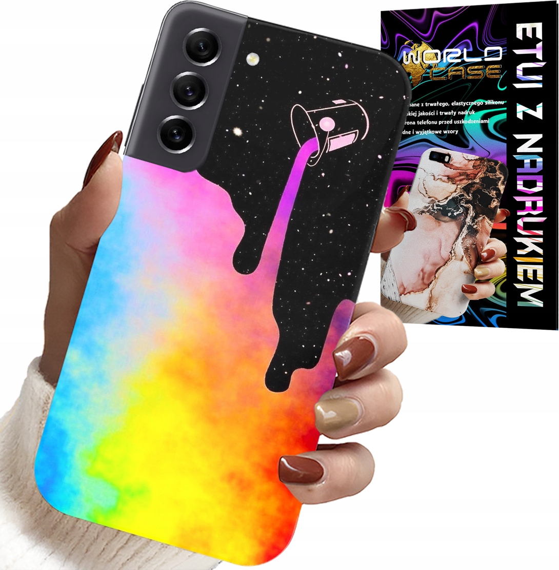 ETUI DO SAMSUNG GALAXY S22 PLUS - TĘCZOWE KOLOROWE WZORY, FARBA + FOLIA
