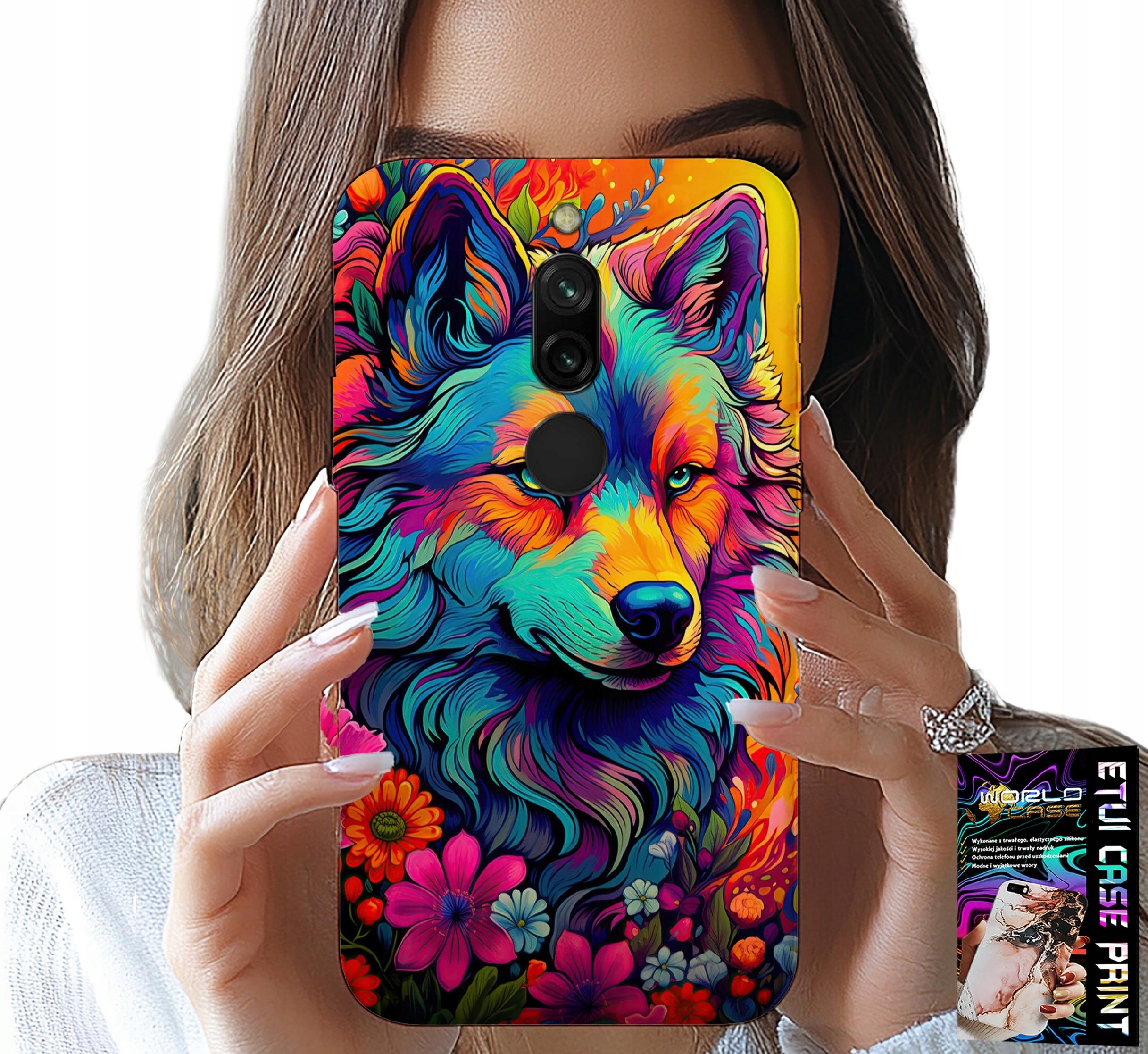 ETUI DO XIAOMI REDMI 8 - KOLOROWE WZORY, WILK WATAHA SWORA CASE