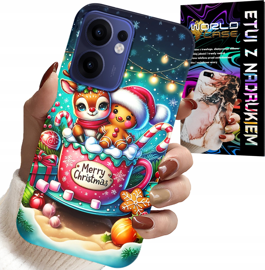 ETUI DO OPPO FIND X5 LITE - RENIFER Z PIERNIKIEM MERRY CHRISTMAS