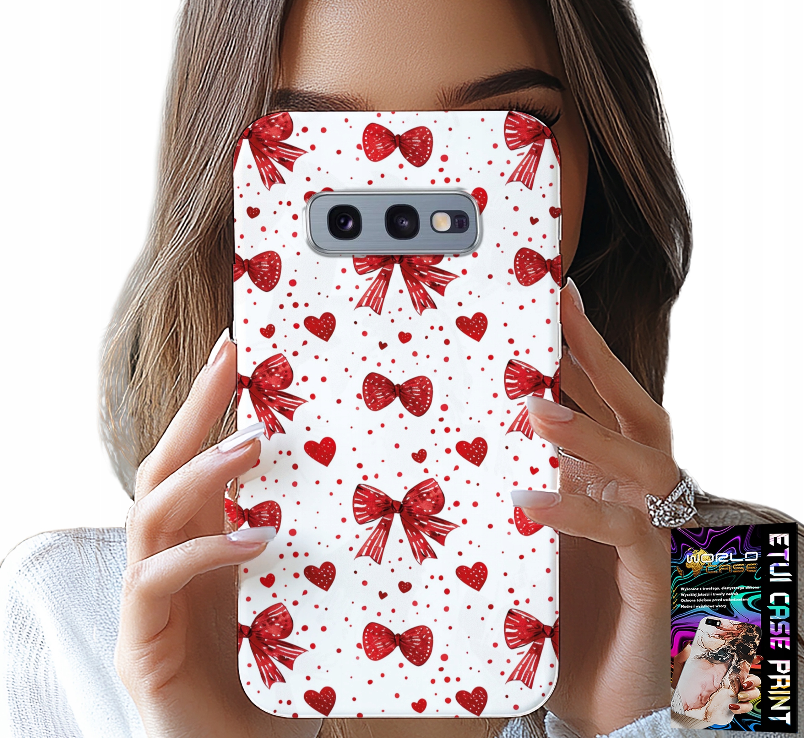 ETUI DO SAMSUNG GALAXY S10E - CZERWONE WSTĄŻKI WSTĄŻKA MODNE WZORY