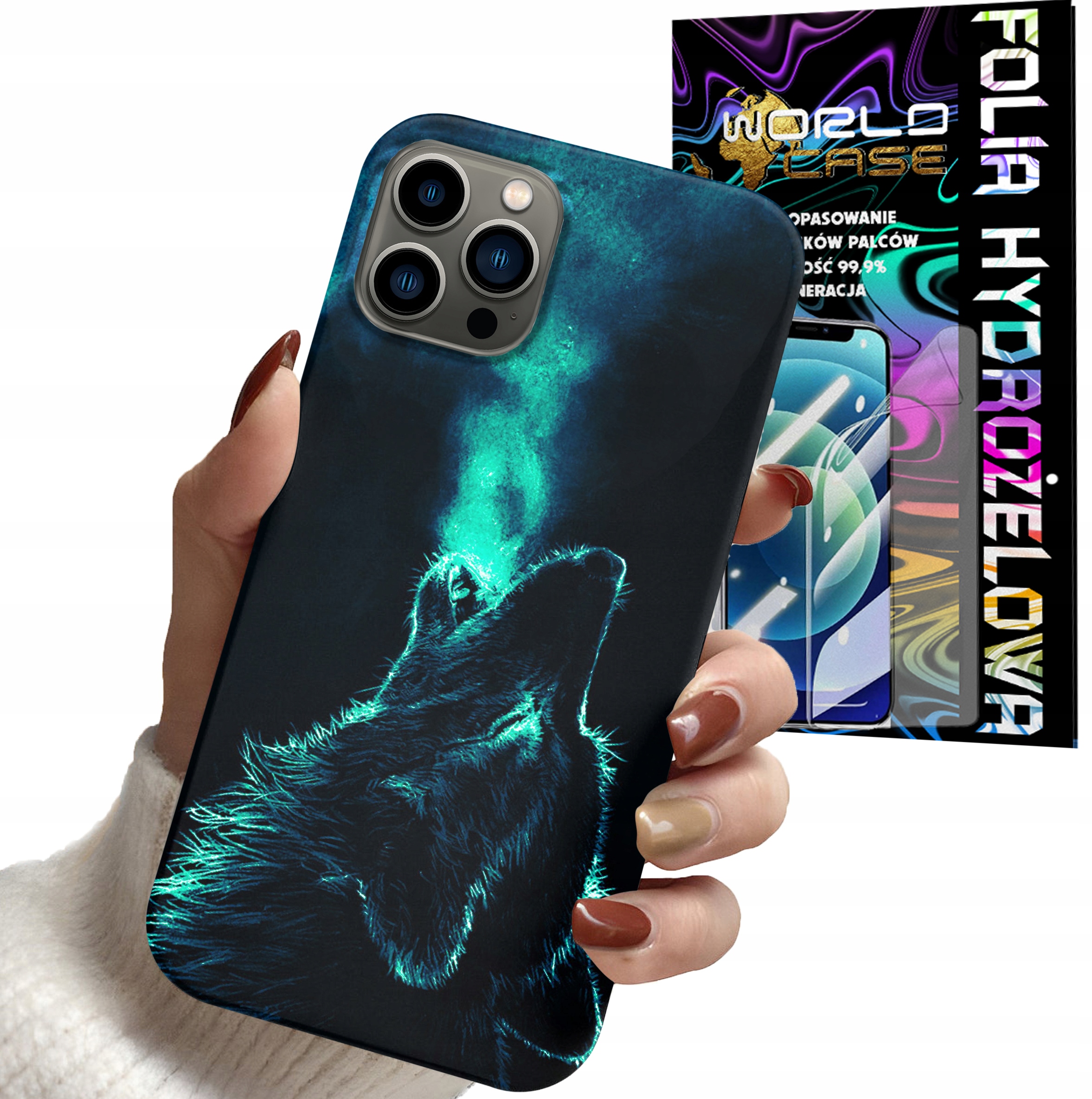 ETUI CASE DO IPHONE 16 PRO - WILK ZWIERZĘTA KOLOROWE OBUDOWY + FOLIA