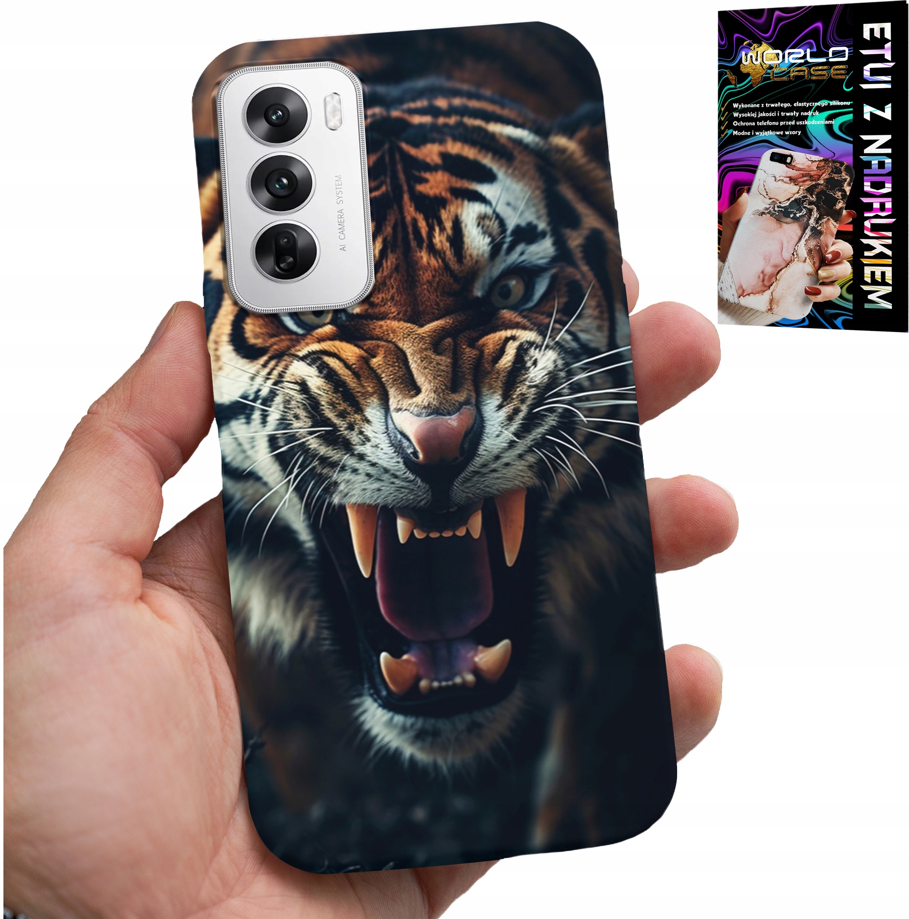 ETUI DO OPPO RENO12 5G - TYGRYS LEW SAFARI ZWIERZĘCE WZORY PLECKI