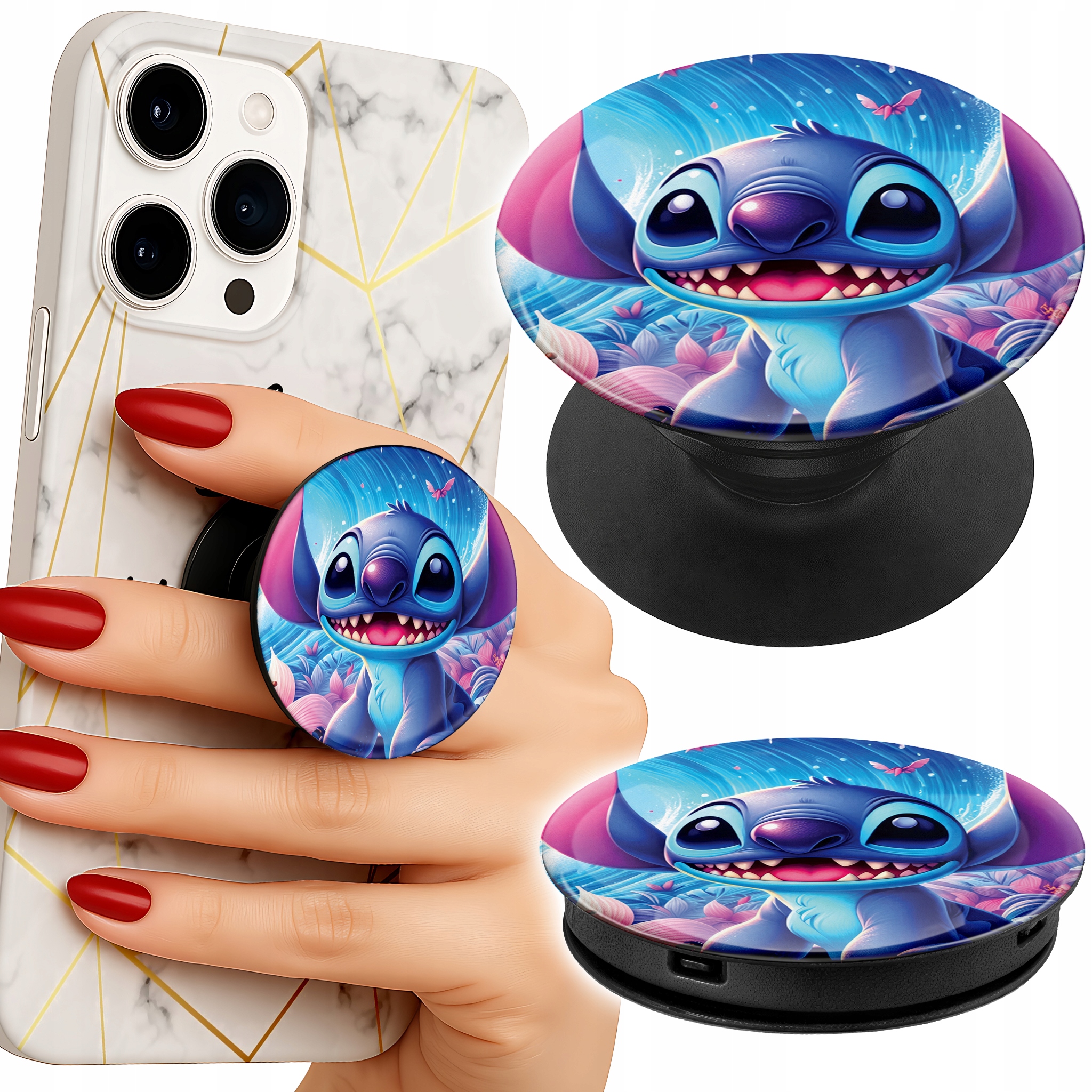 Uchwyt do telefonu Popsocket na palce/stojak NA FALI BAJKOWE KOLOROWE WZORY