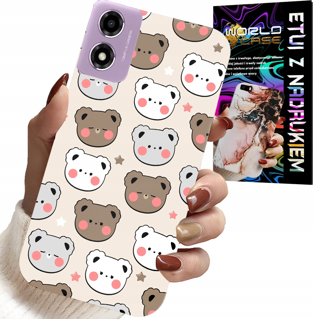 ETUI DO MOTOROLA MOTO E14 - MIŚ MISIE WZORY DLA NAJMŁODSZYCH + SZKŁO
