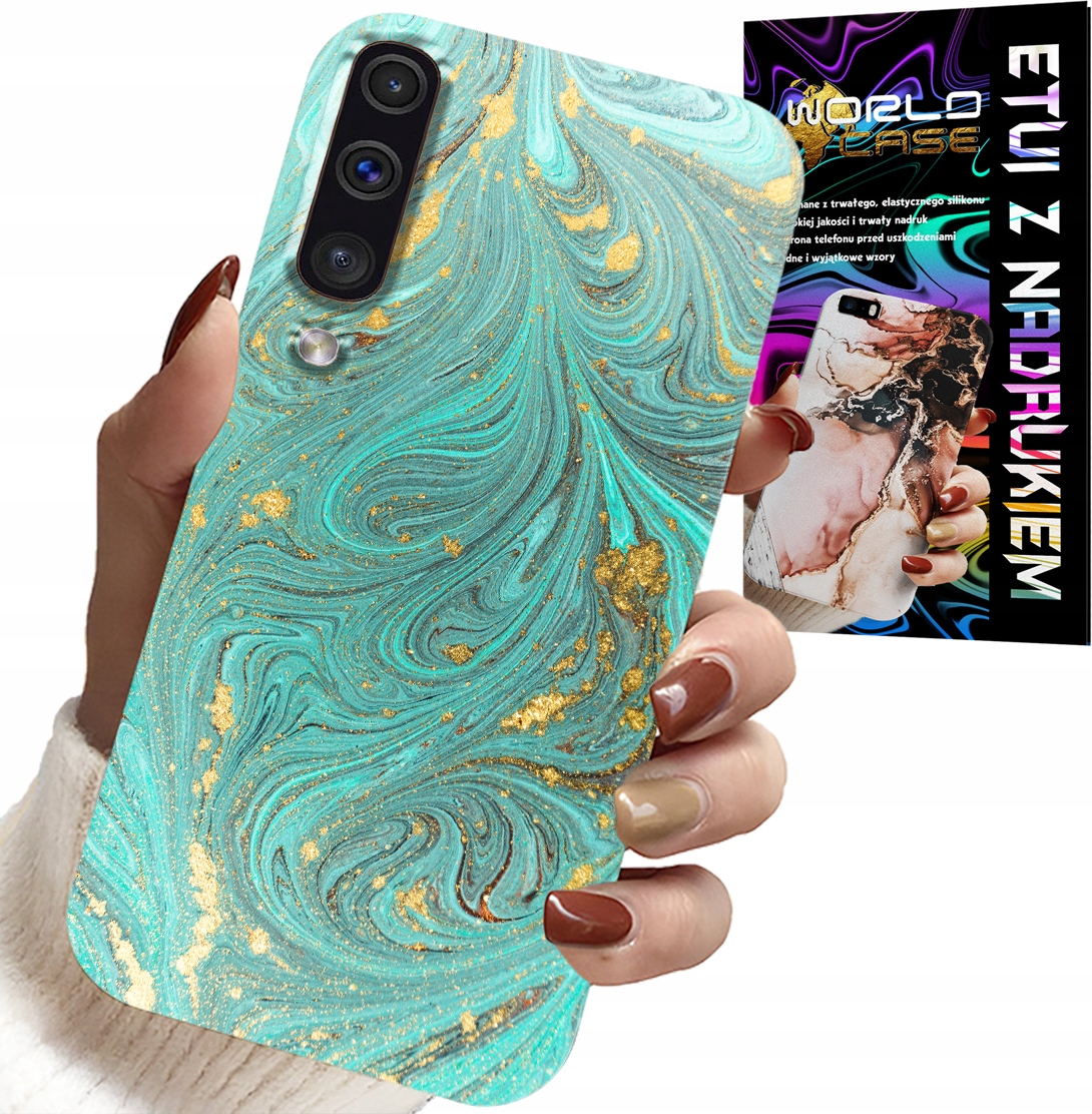 ETUI DO SAMSUNG GALAXY A70 - MARMURKOWE WZORY + SZKŁO HARTOWANE