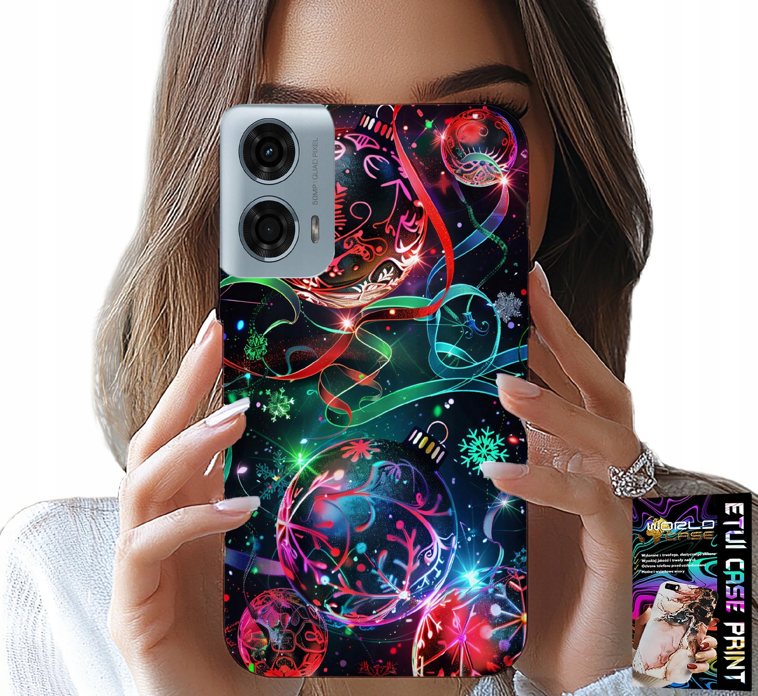 ETUI DO MOTOROLA G24 / G04 - ŚWIĄTECZNE BOMBKI, CHOINKA, CASE + FOLIA