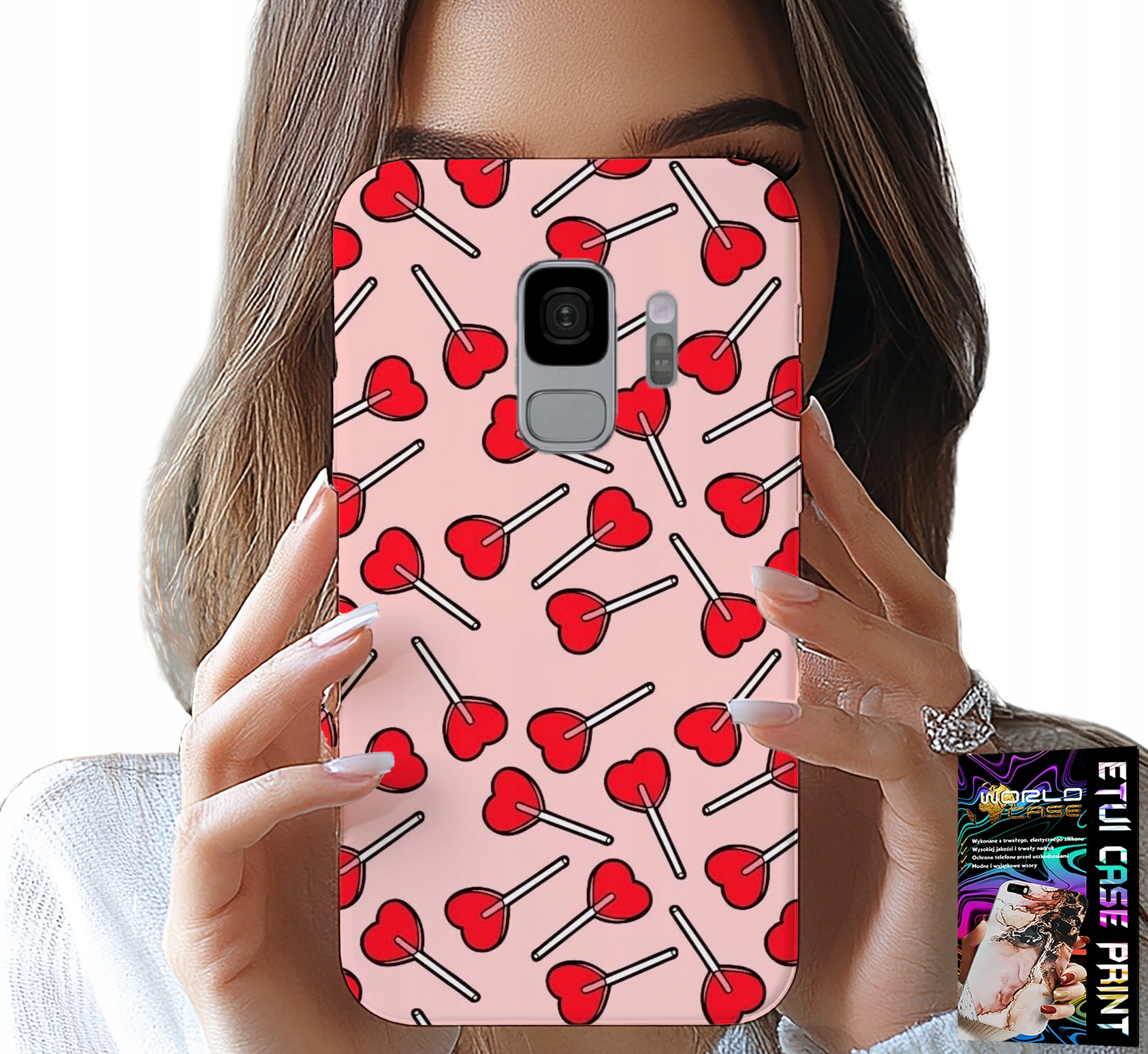 ETUI DO SAMSUNG GALAXY S9 - KOBIECE, MODNE WZORY LIZAKI W SERCA CASE