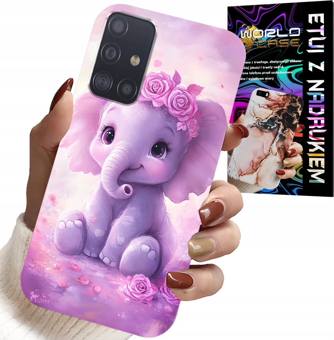 ETUI DO SAMSUNG GALAXY A51 - SŁODKI SŁONIK NA RÓŻOWYM TLE CASE +FOLIA