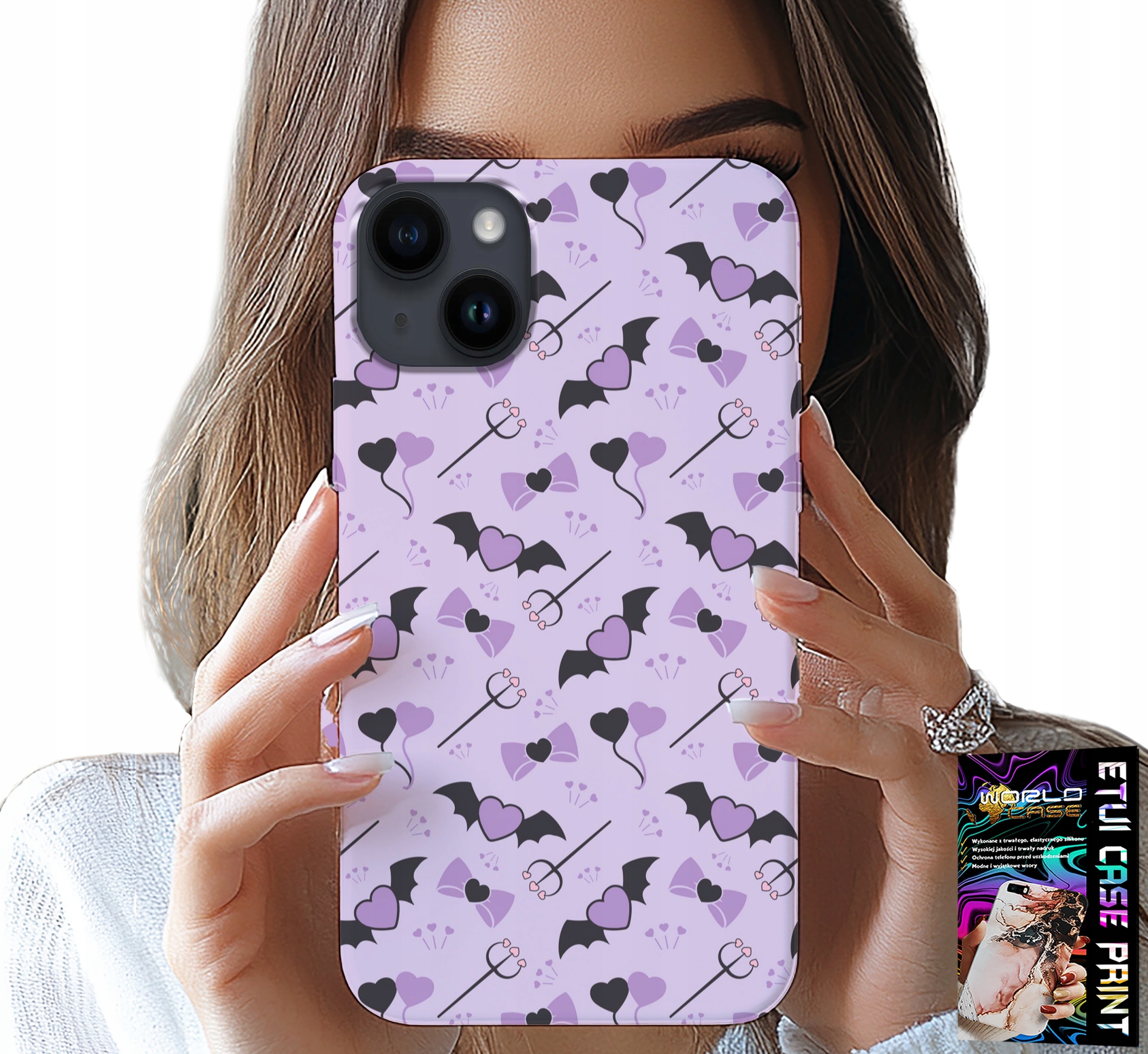 ETUI DO IPHONE 14 - MODNE WZORY WIDŁY SERCA KOKARDKI KOKARDA