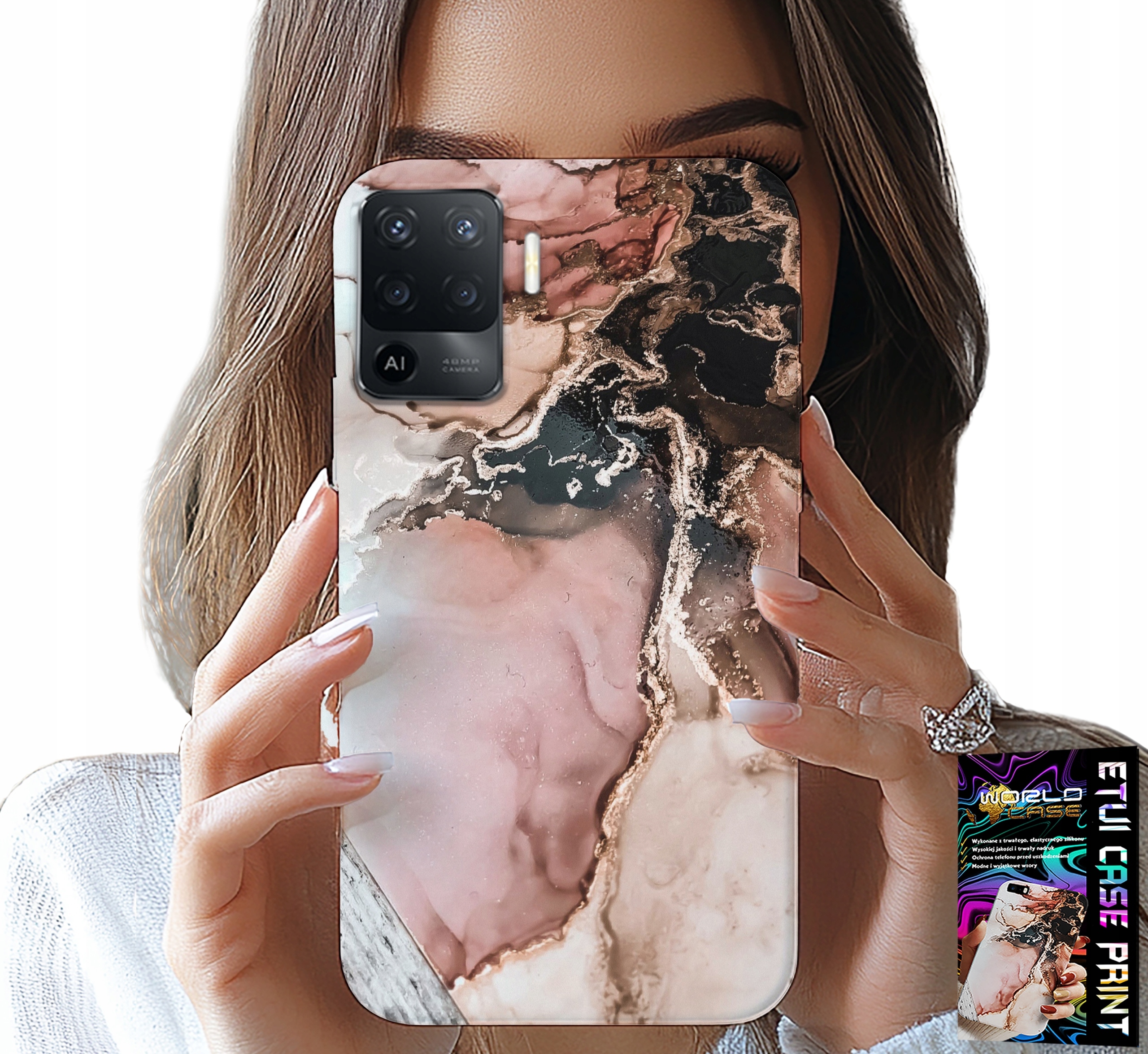 ETUI DO OPPO F19 PRO - ELEGANCKI MARMUREK MODNE WZORY + SZKŁO