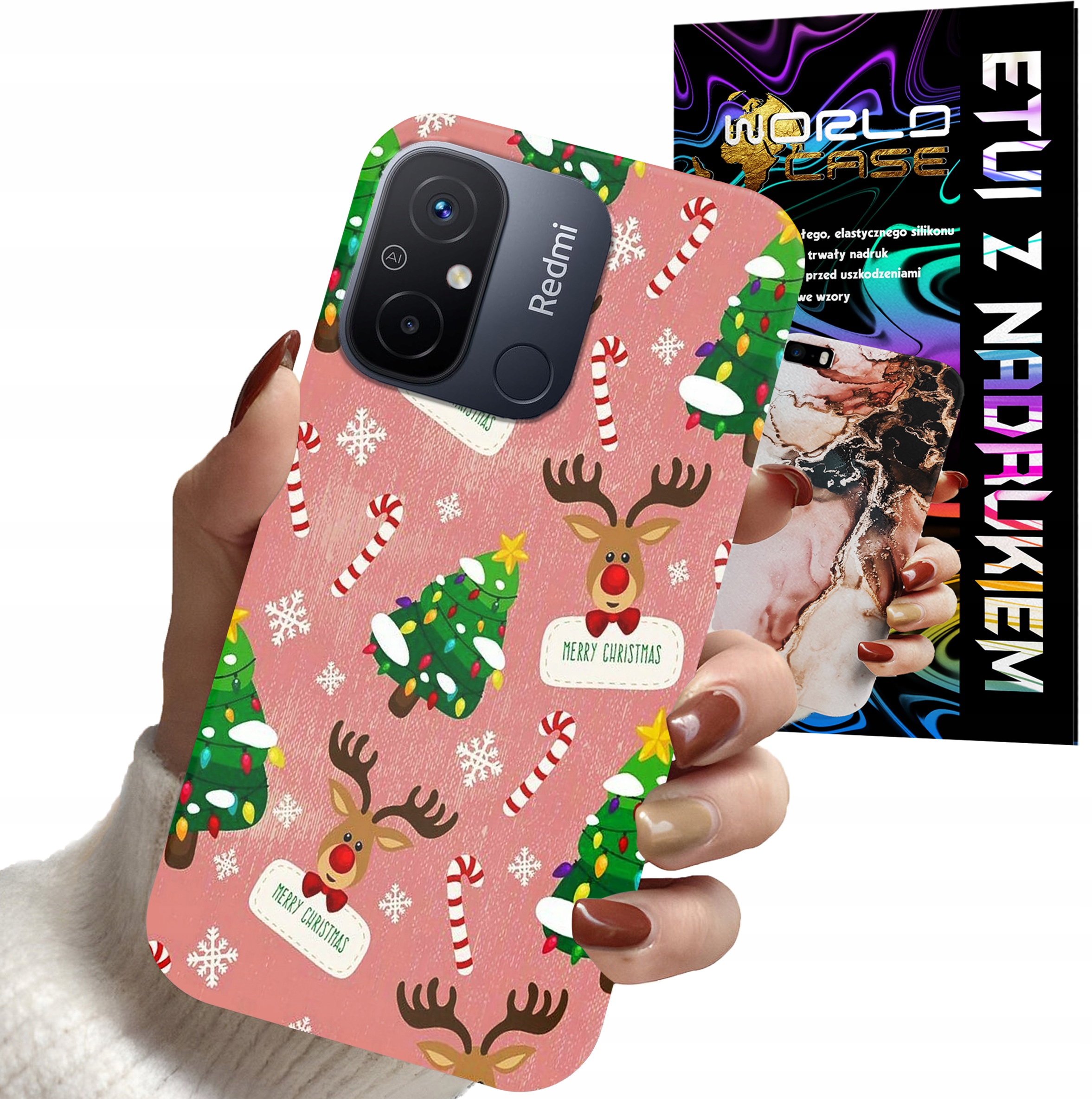 ETUI CASE DO XIAOMI REDMI 12C - ŚWIĄTECZNE WZORY NA ŚWIĘTA RENIFER CHOINKA