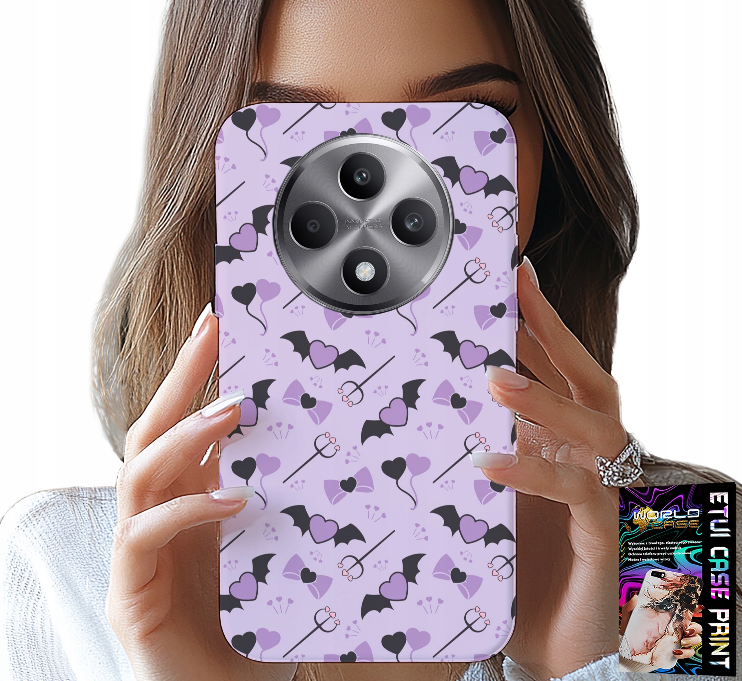 ETUI DO OPPO RENO12 F / 12FS 5G - MODNE WZORY WIDŁY SERCA KOKARDKI KOKARDA