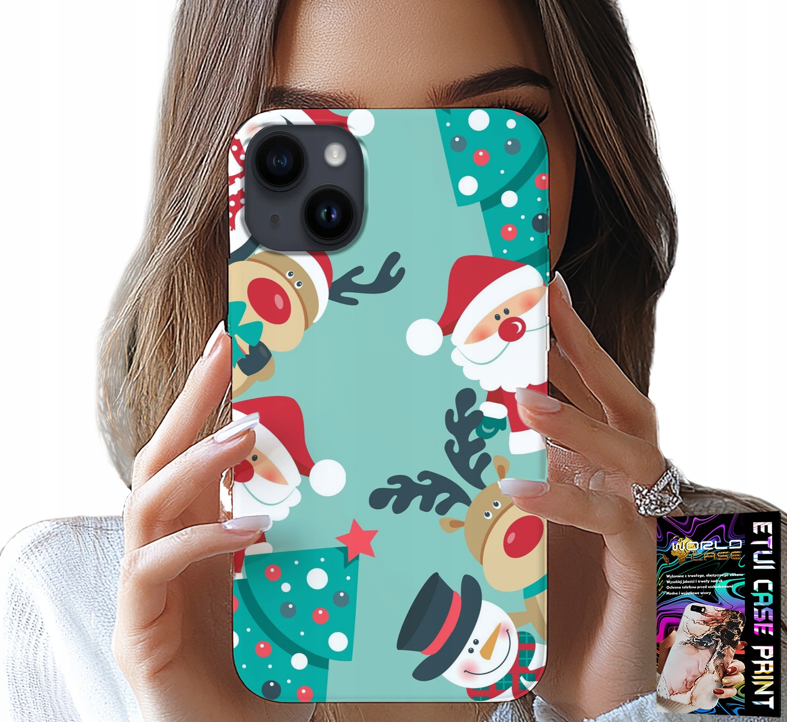 ETUI DO IPHONE 13 - MIKOŁAJ, RENIFER BAŁWAN ŚWIĄTECZNE WZORY