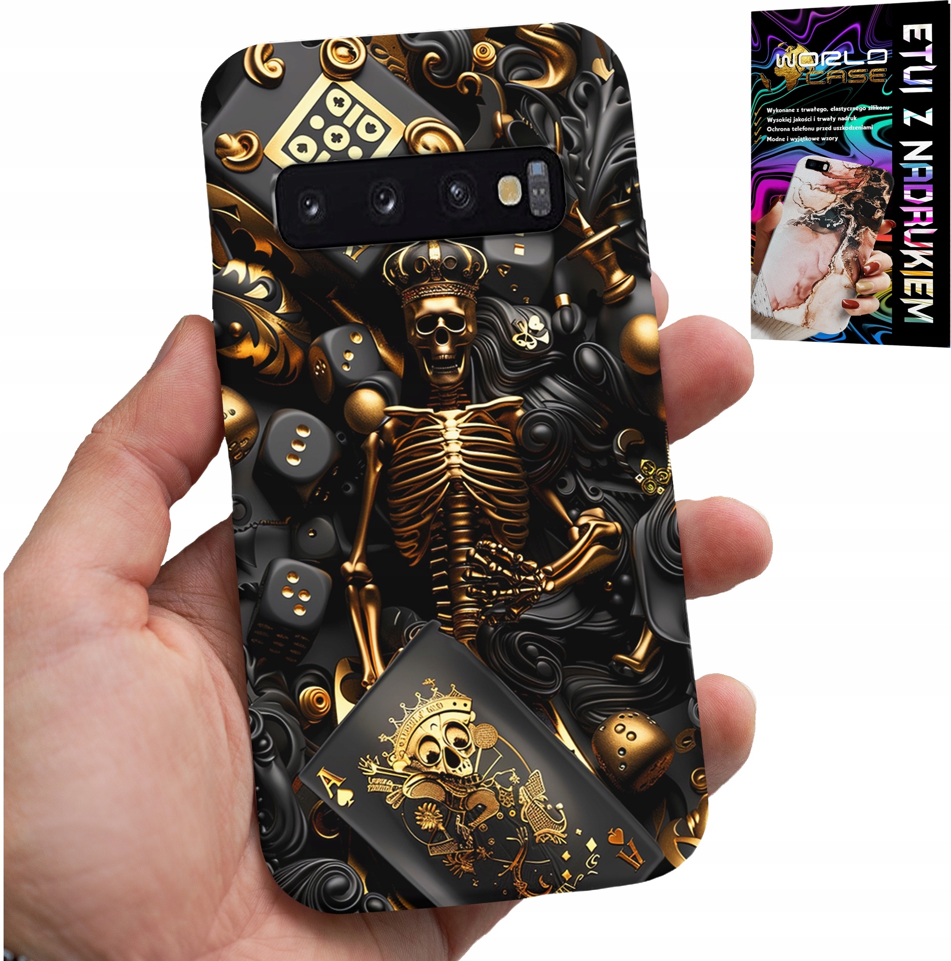 ETUI DO SAMSUNG GALAXY S10 - KRÓL POKER KOŚCI AS WZORY DLA MEN +FOLIA