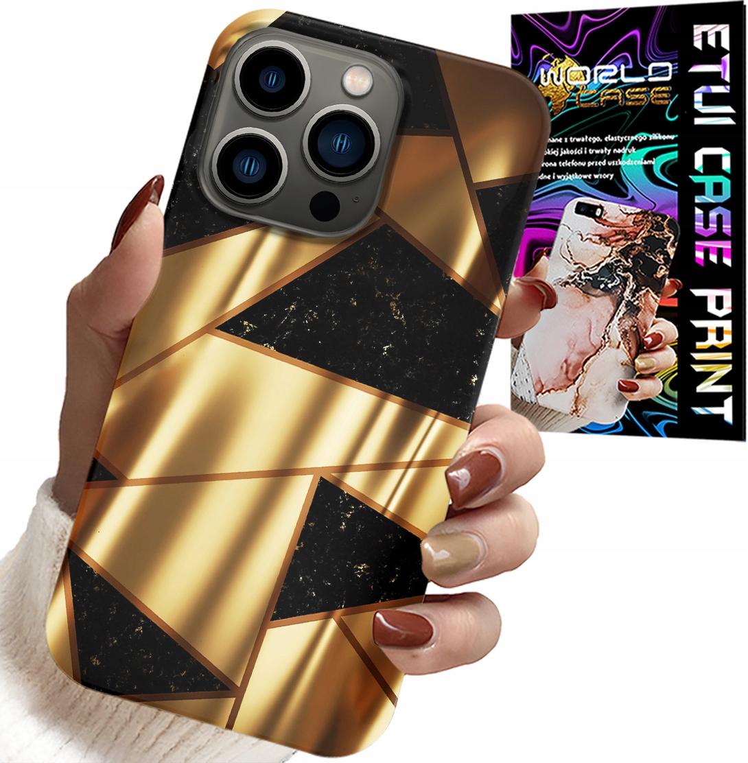 ETUI DO IPHONE 16 PRO - ZŁOTE ELEGANCKIE WZORY + FOLIA HYDRO