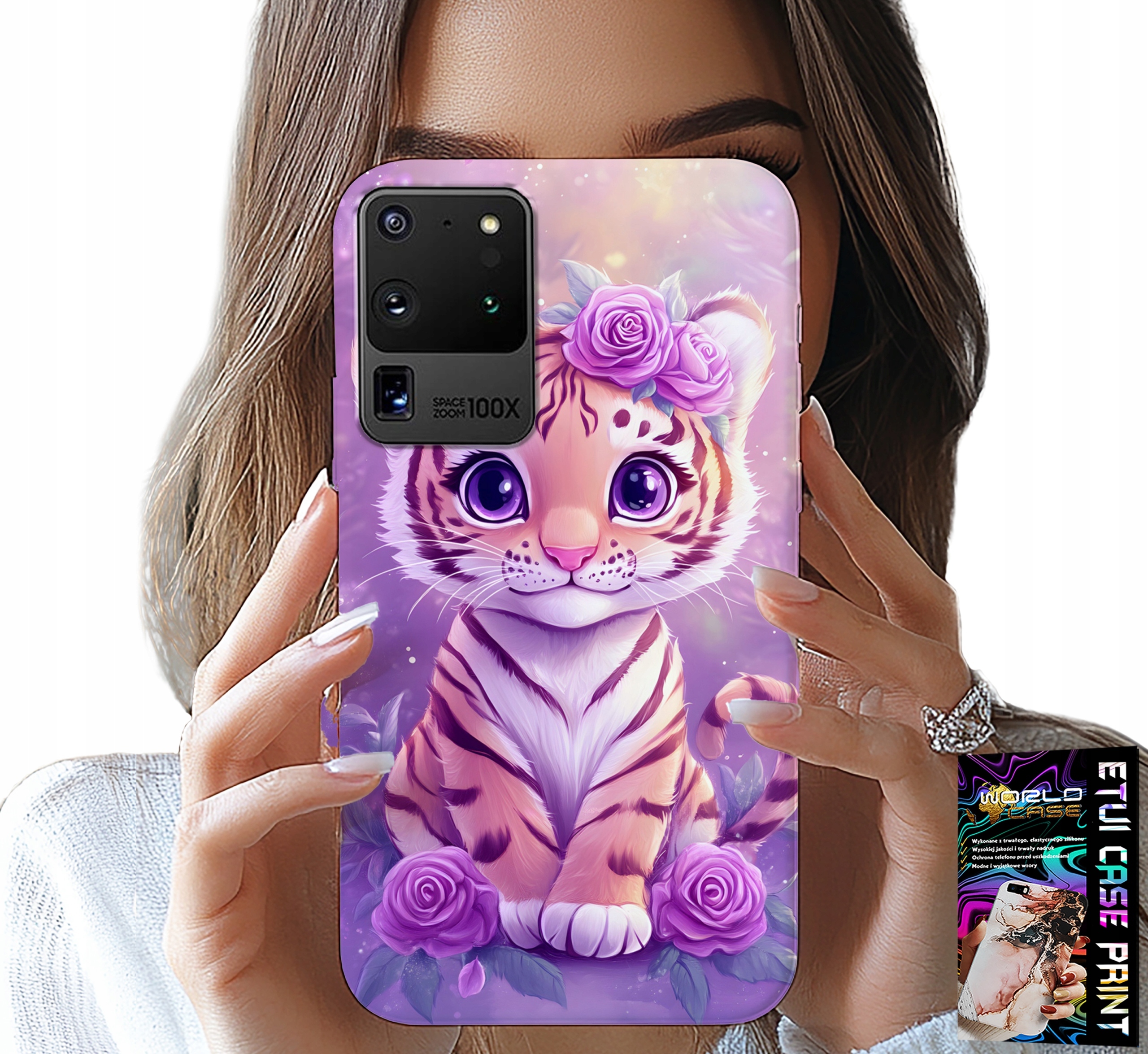 ETUI DO SAMSUNG GALAXY S20 Ultra - SŁODKI TYGRYSEK NA RÓŻOWYM TLE + FOLIA