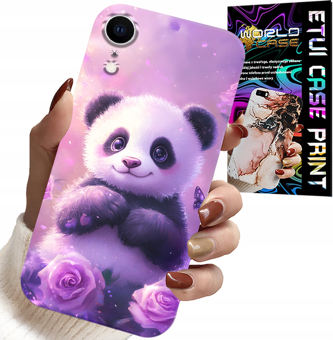 ETUI DO IPHONE XR - SŁODKA PANDA WZORY DLA DZIECI + SZKŁO