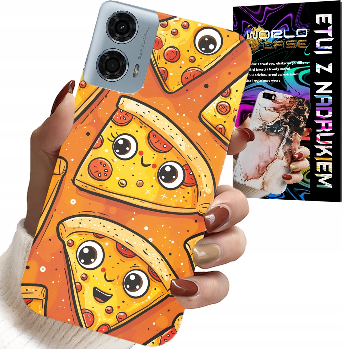 ETUI DO MOTOROLA G24 / G04 - SŁODKIE UŚMIECHNIĘTE PIZZE CASE + FOLIA