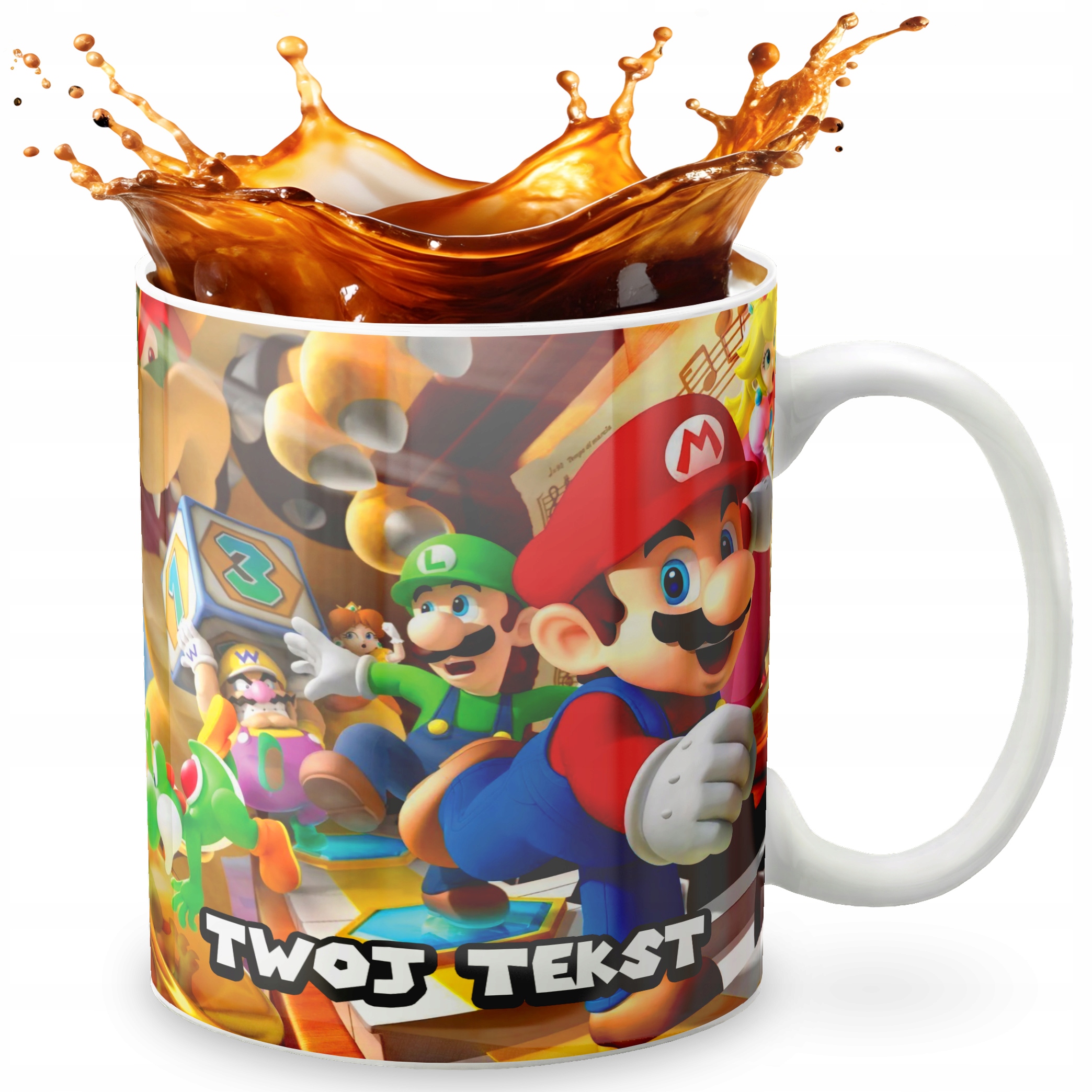 KUBEK 330ml GRAFIKA PREZENT ŚWIĘTA WZÓR - GRA SUPER MARIO + IMIĘ