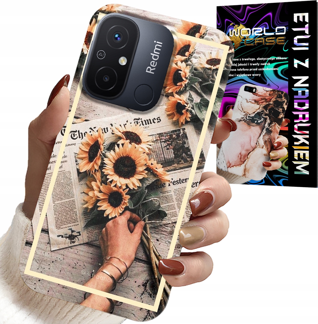 ETUI DO XIAOMI REDMI 12C - KWIATISTY WZÓR SŁONECZNIK SŁONECZNIKI