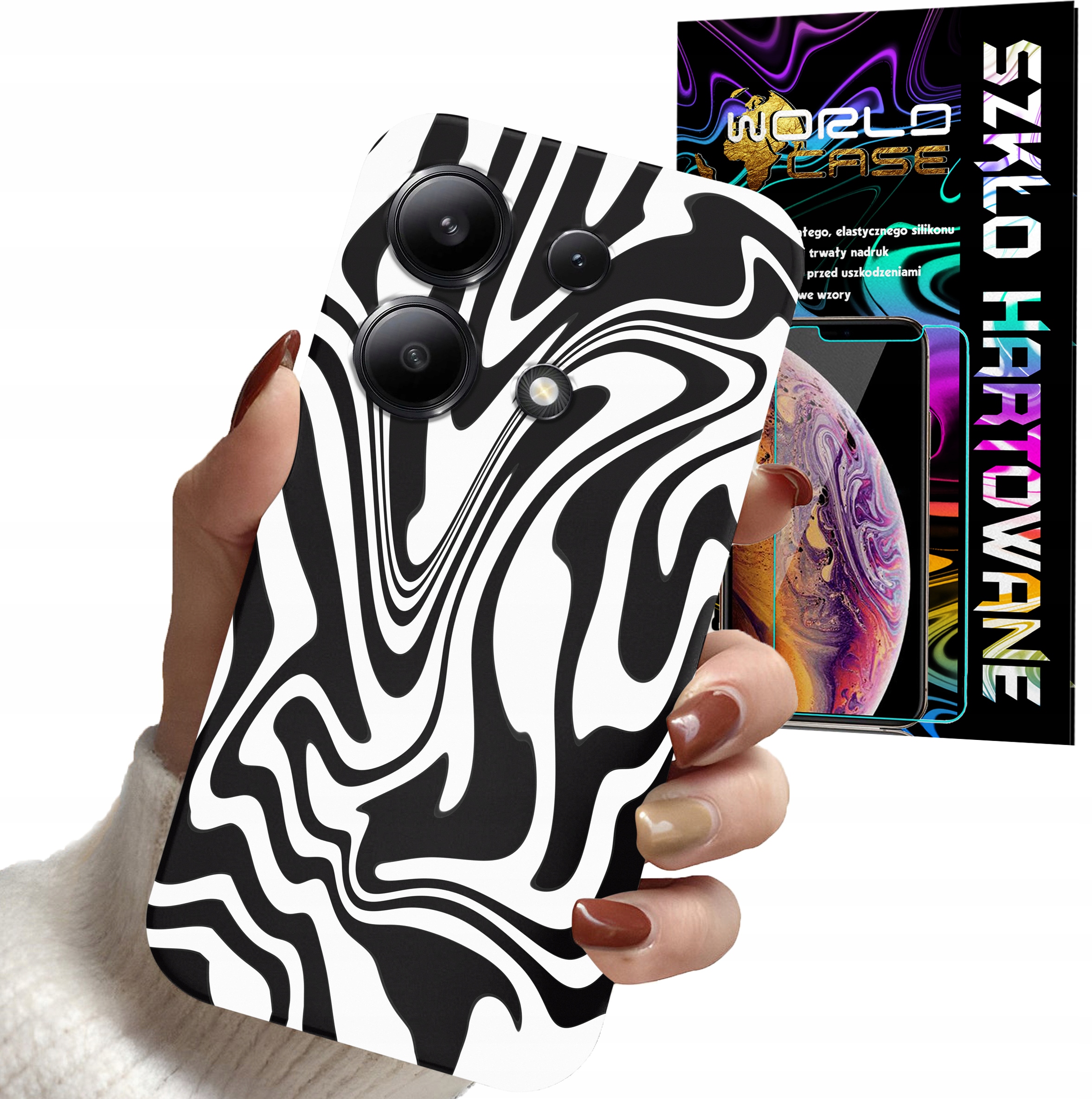 ETUI CASE DO XIAOMI NOTE 13 PRO 4G - ABSTRAKCJA ZEBRA MODNE WZORY + SZKŁO