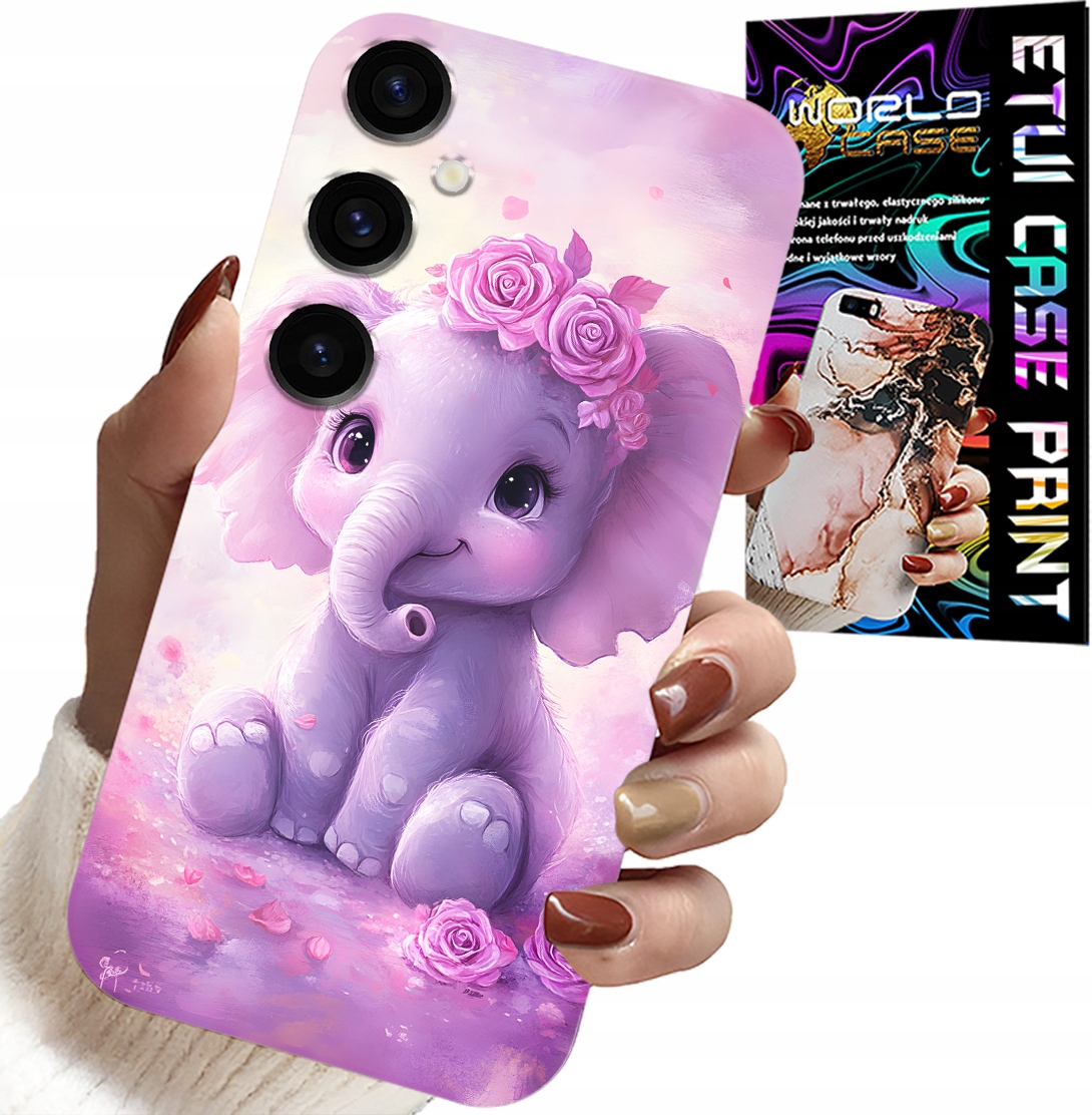 ETUI DO SAMSUNG GALAXY S23 FE - SŁODKI SŁONIK NA RÓŻOWYM TLE CASE +FOLIA