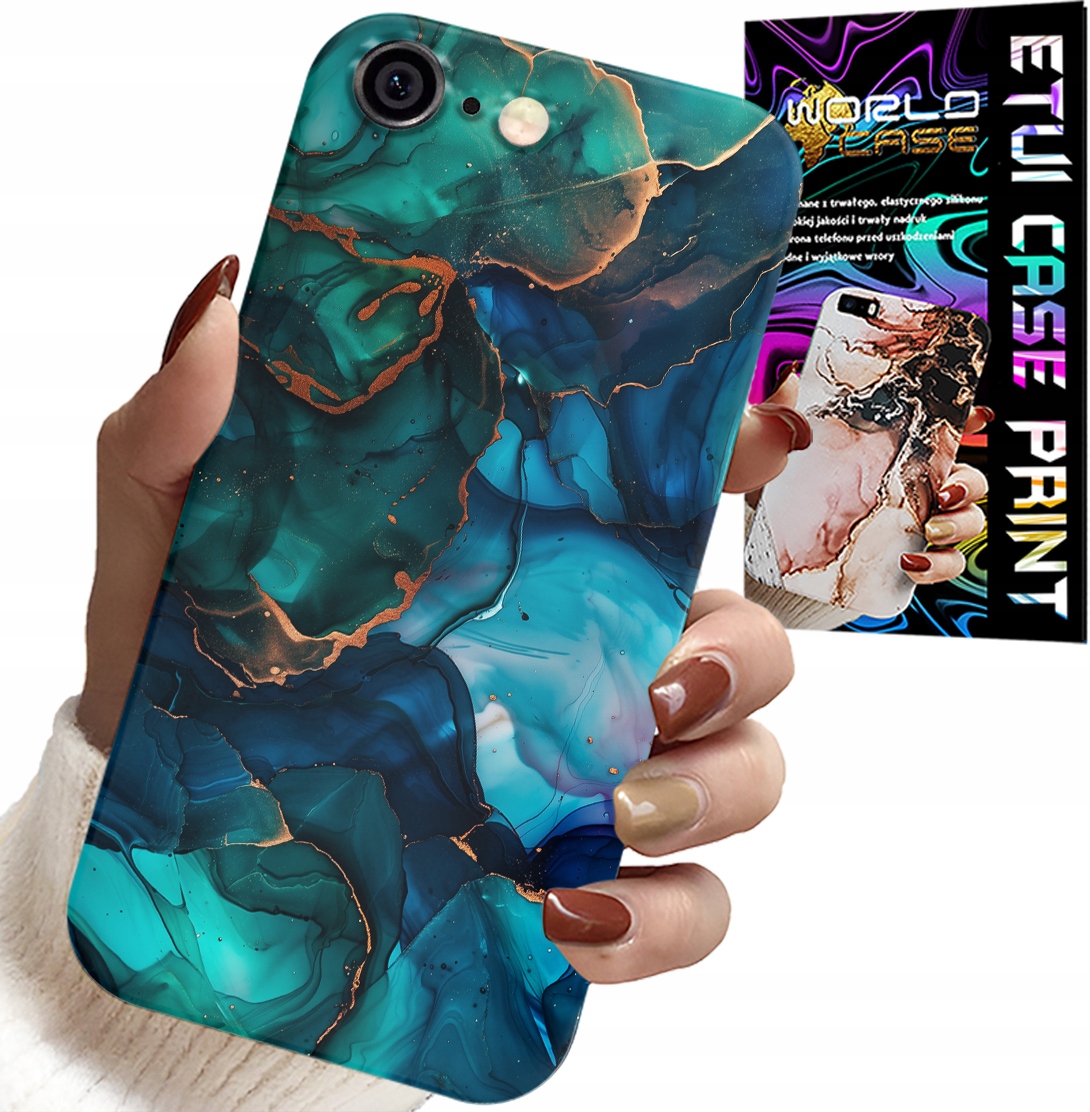 ETUI DO IPHONE 6 / 6S - NIEBIESKO ZIELONY MARMUREK PLECKI WZORY