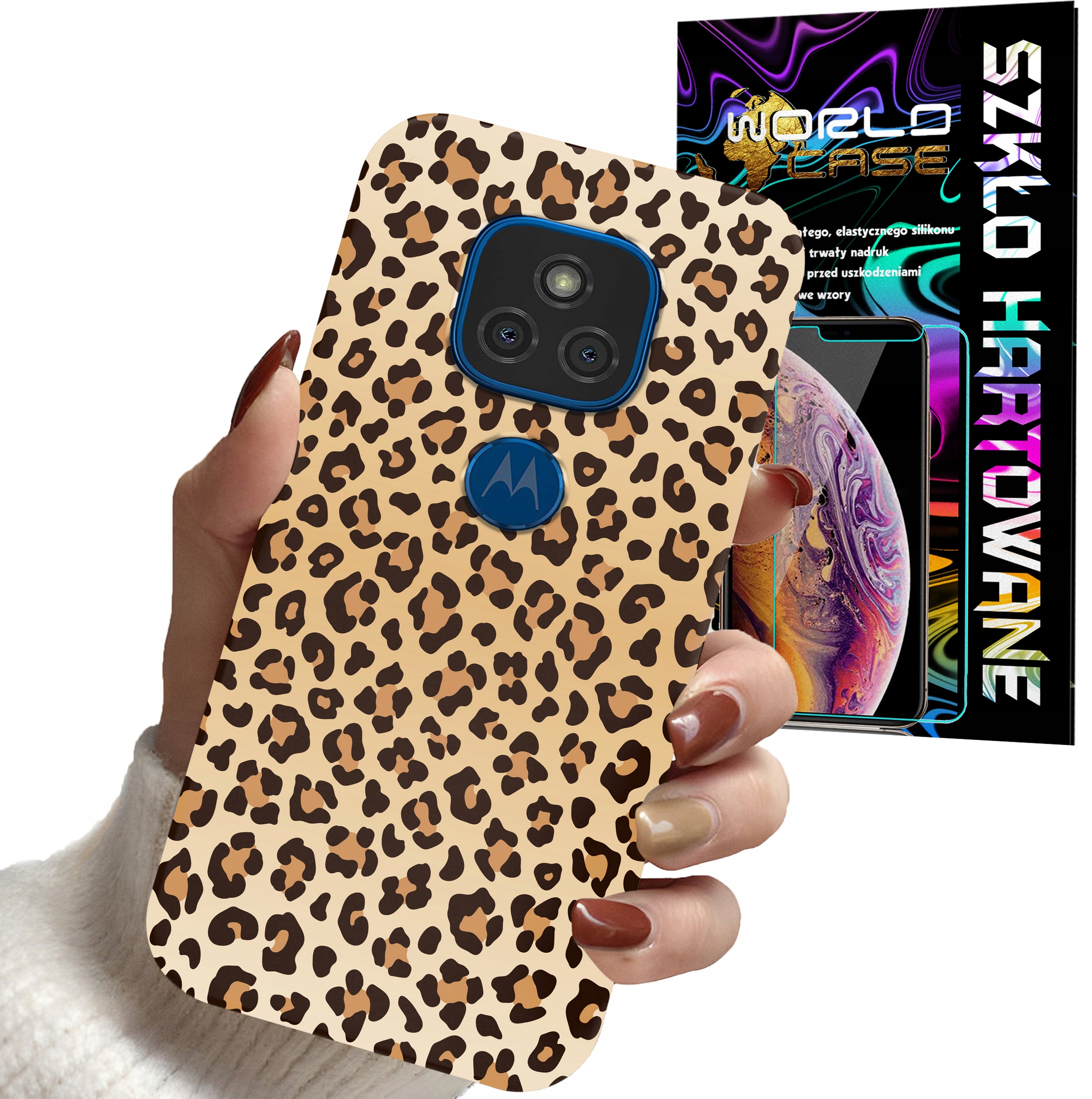 ETUI DO MOTOROLA G9 Play G9 E7 PLUS - PANTERKA WZORKI MODNE WZORY + SZKŁO