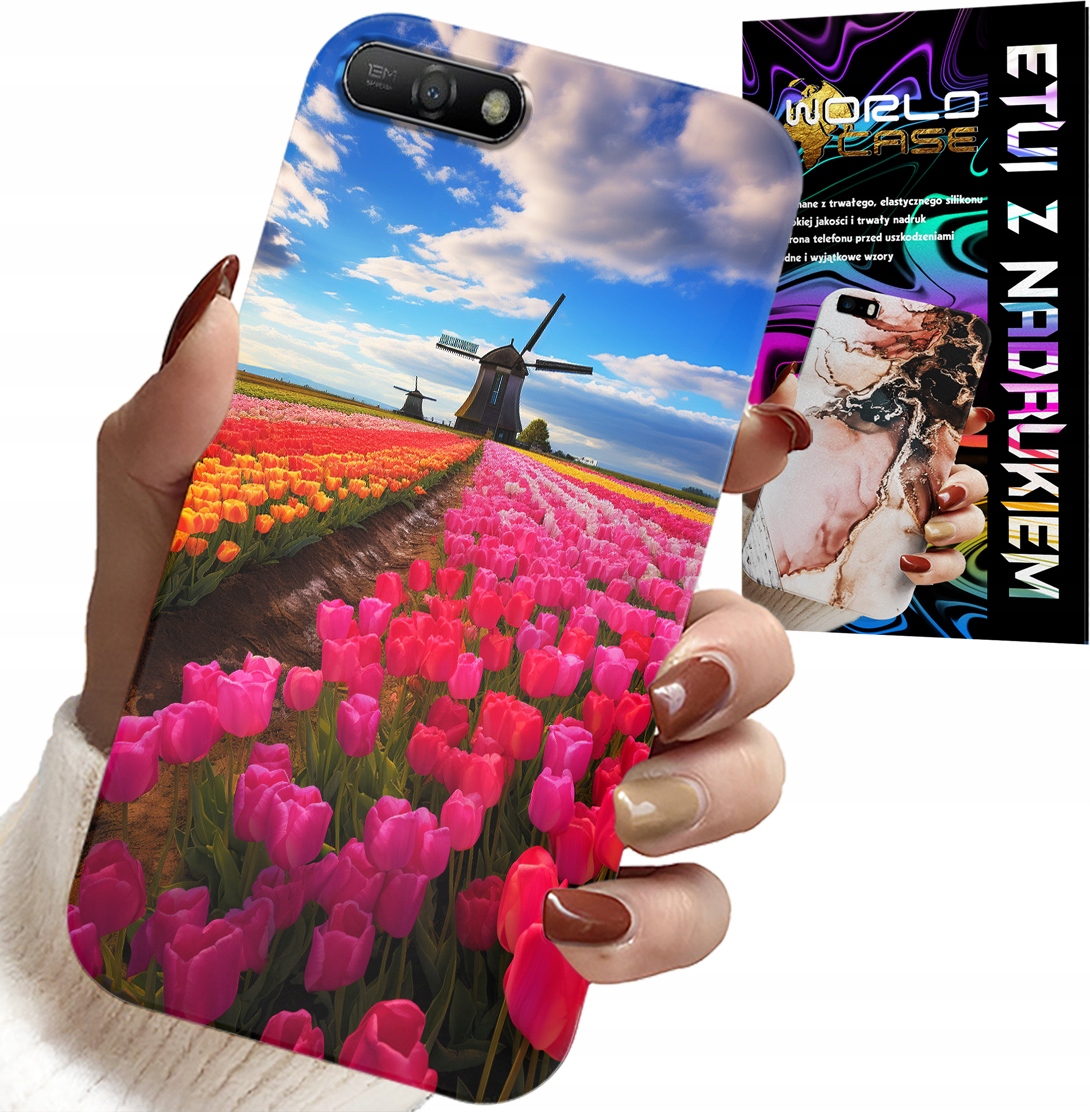 ETUI DO HUAWEI Y6 2018 - POLE KOLOROWYCH TULIPANÓW, TULIPAN, CASE