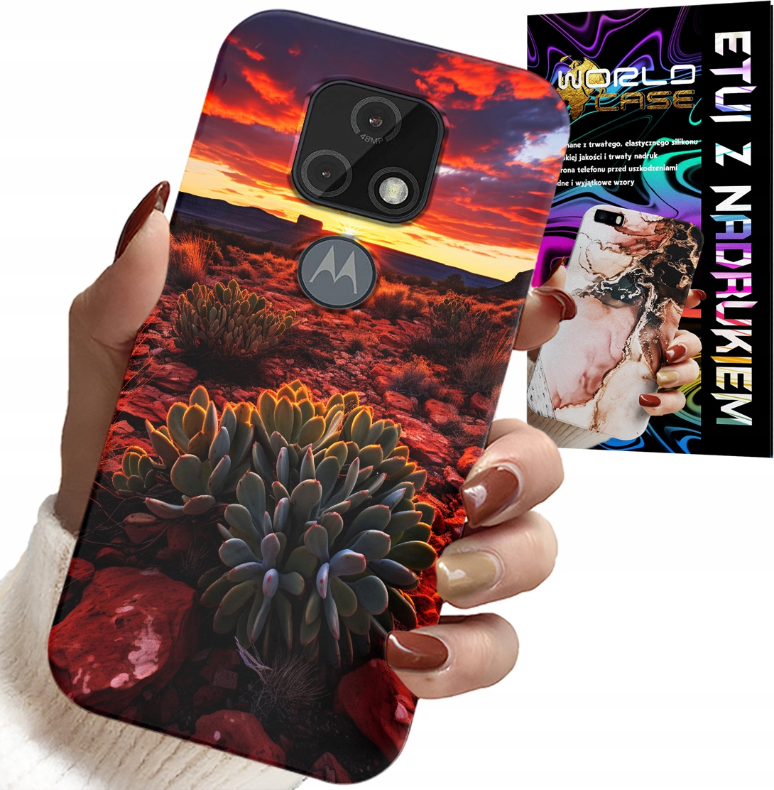 ETUI DO MOTOROLA MOTO E7 PLUS - MEKSYKAŃSKA PUSTYNIA WIDOKI CASE + SZKŁO