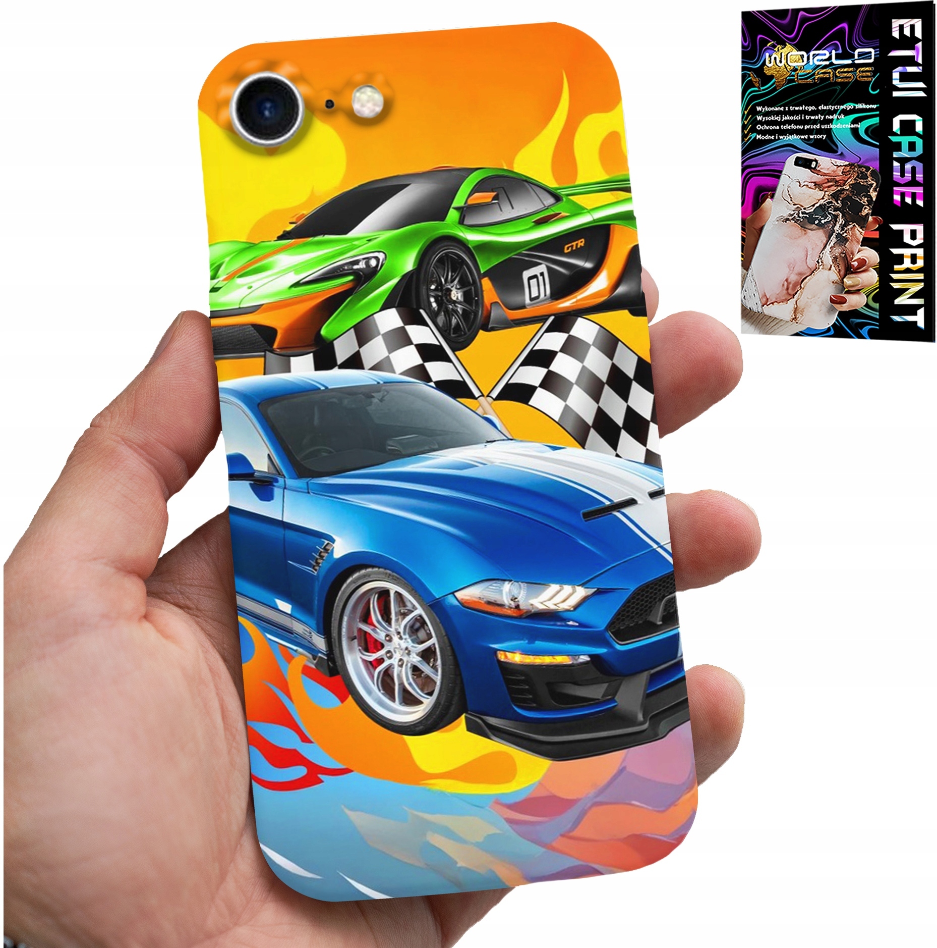 ETUI DO IPHONE 7 / 8 / SE2 - DLA DZIECI, SAMOCHODY WYŚCIGOWE WYŚCIGI