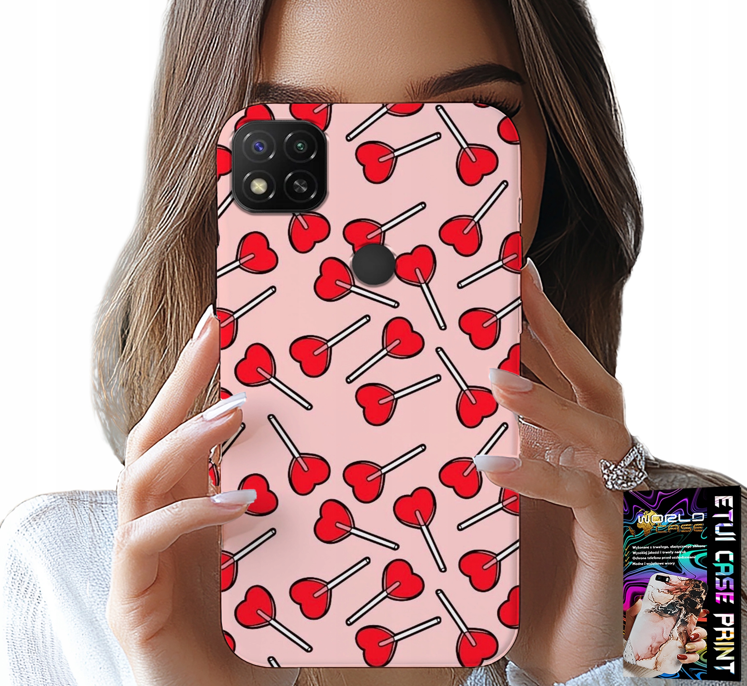 ETUI DO XIAOMI REDMI 9C - KOBIECE, MODNE WZORY LIZAKI W SERCA CASE