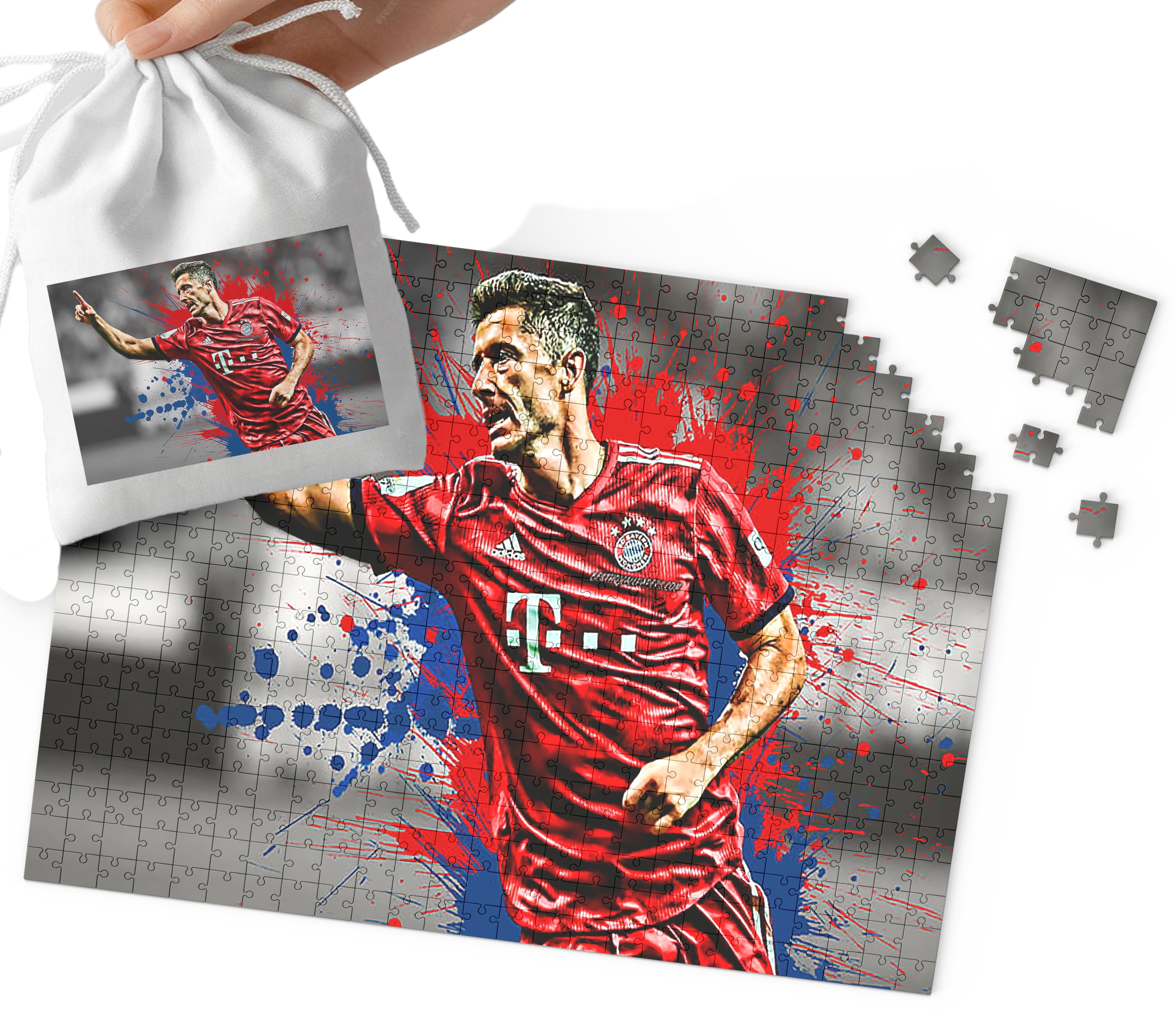 PUZZLE - Robert Lewandowski WZORY DLA MAŁEGO PIŁKARZA 70el + WORECZEK