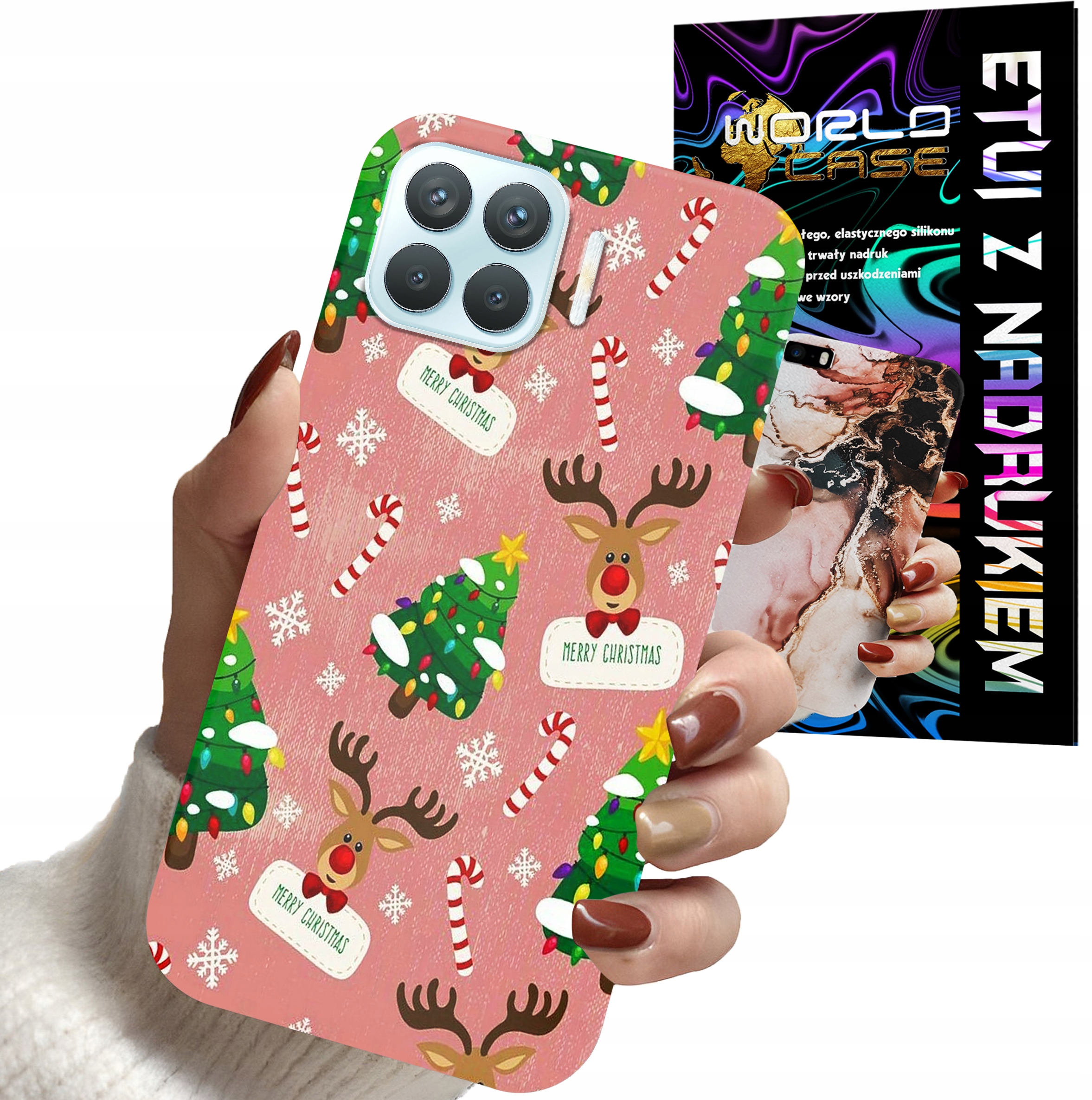 ETUI CASE DO OPPO RENO 4 LITE - ŚWIĄTECZNE WZORY NA ŚWIĘTA RENIFER CHOINKA