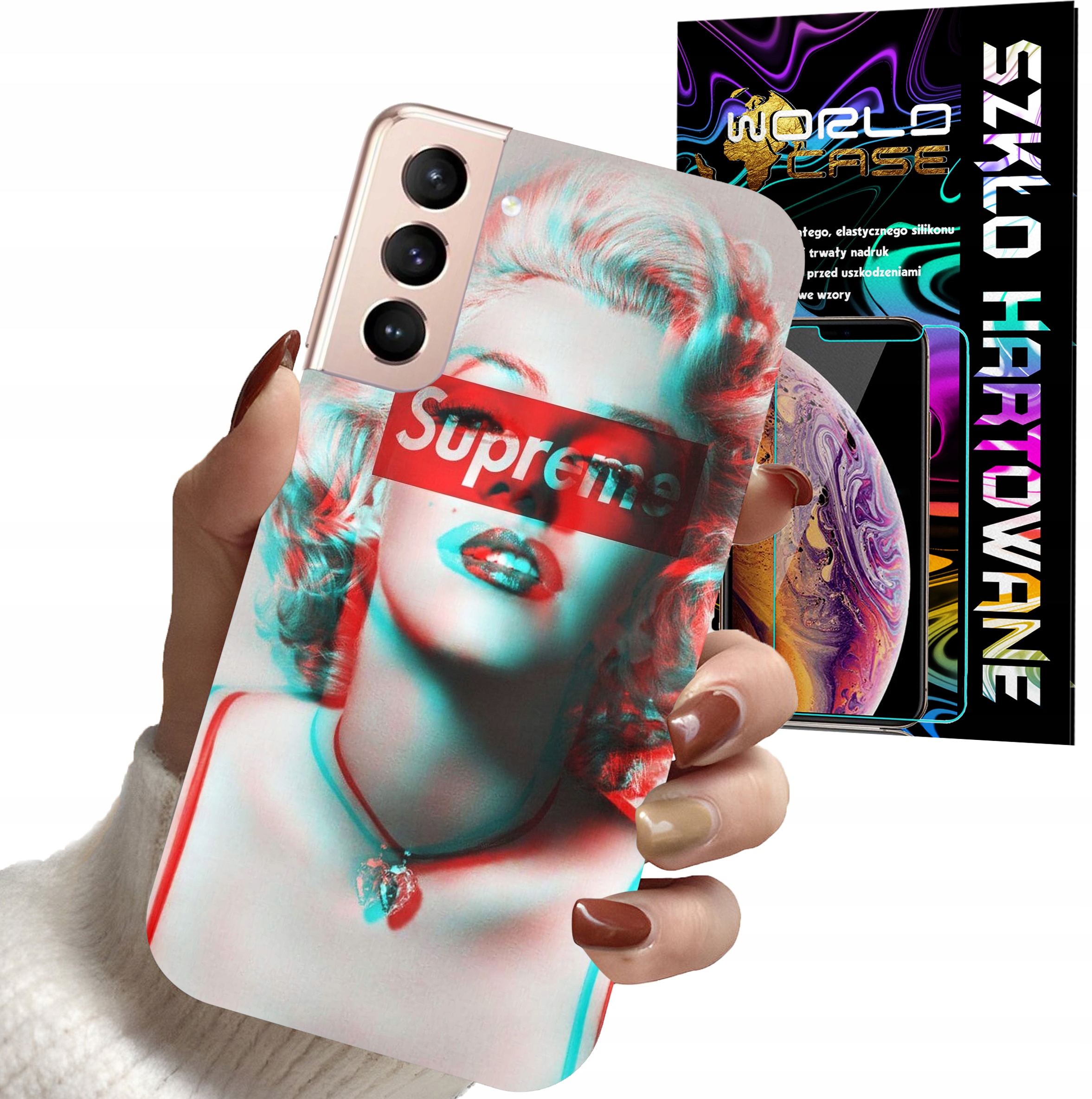 ETUI DO SAMSUNG S22 - Monroe MODNE KOBIECE WZORY + SZKŁO