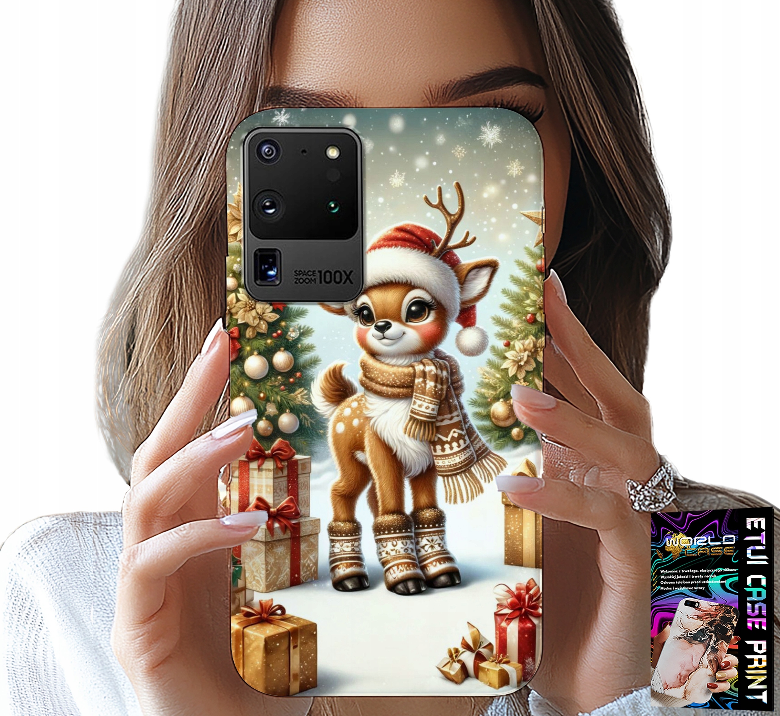 ETUI DO SAMSUNG GALAXY S20 Ultra - RENIFER, WZORY BOŻONARODZENIOWE + FOLIA