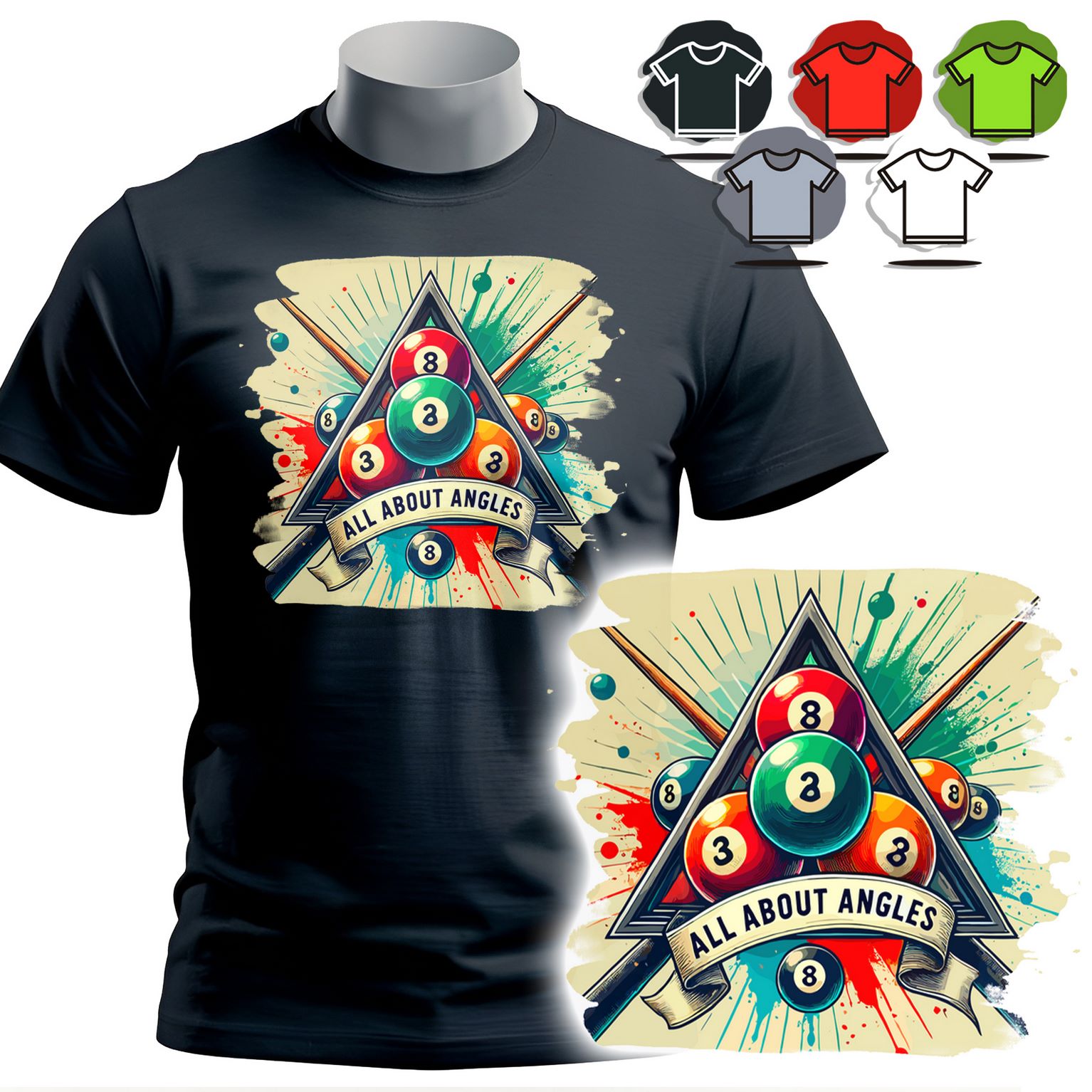 KOSZULKA T-SHIRT MĘSKI WZORY DO WYBORU - BILARD - XL