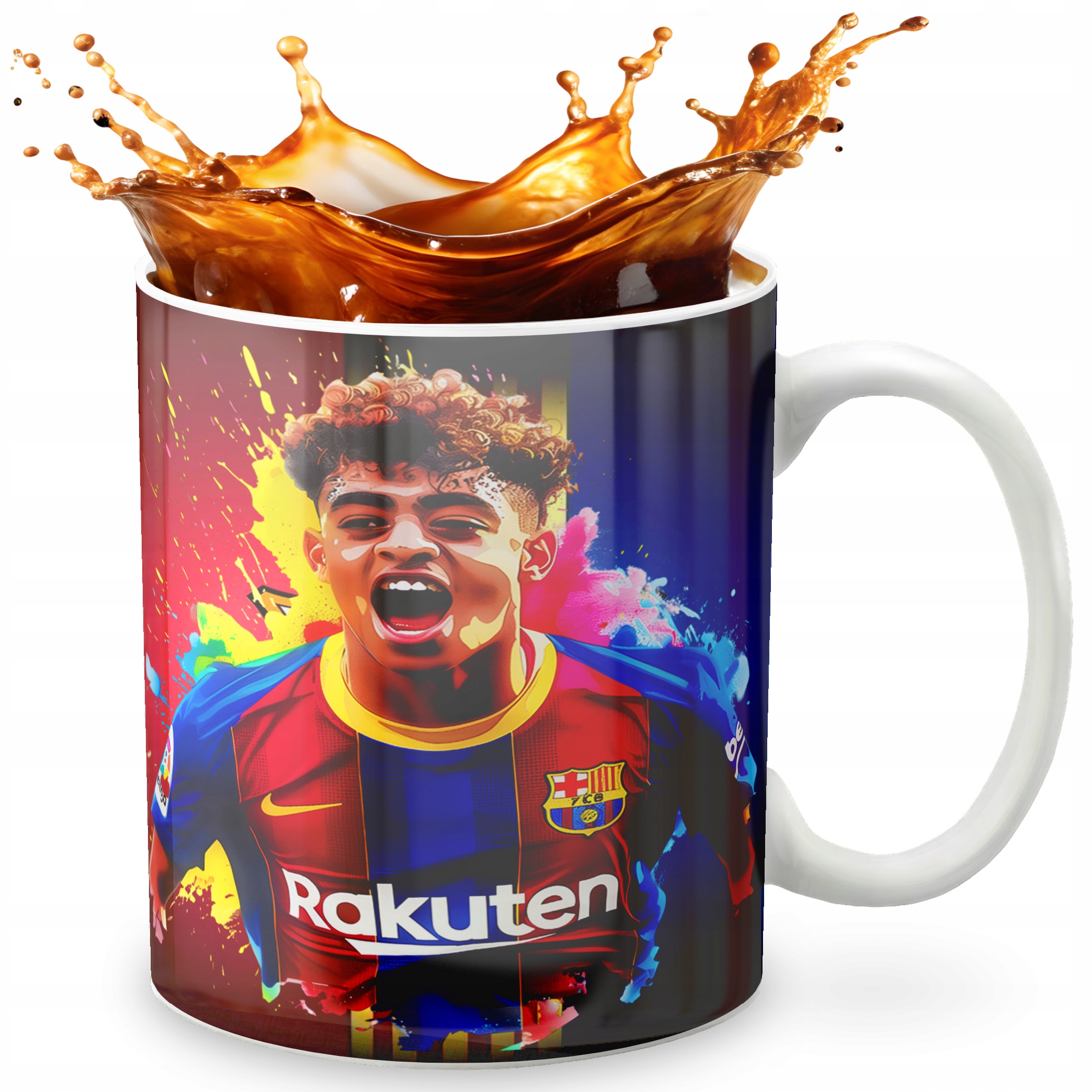 KUBEK 330ml GRAFIKA PREZENT ŚWIĘTA WZÓR - LAMINE YAMAL + IMIĘ