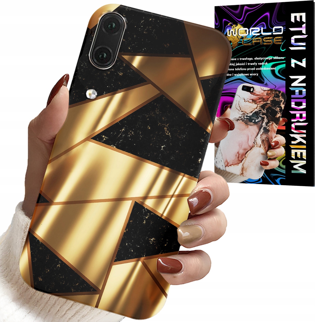 ETUI DO HUAWEI P20 - ZŁOTE ELEGANCKIE WZORY + FOLIA HYDRO
