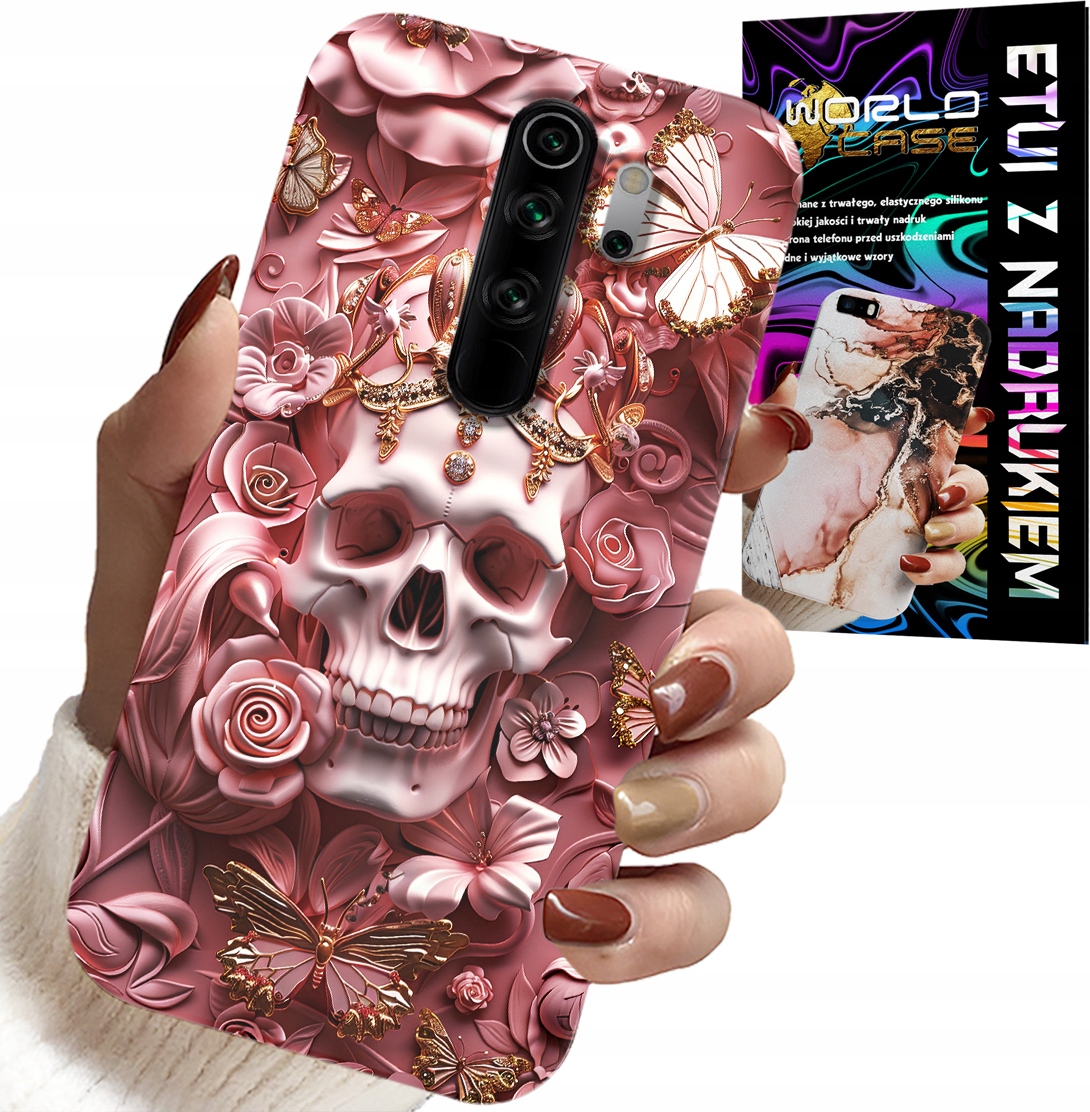 ETUI DO XIAOMI NOTE 8 PRO - KOBIECE, MODNE WZORY, CZASZKA W RÓŻE