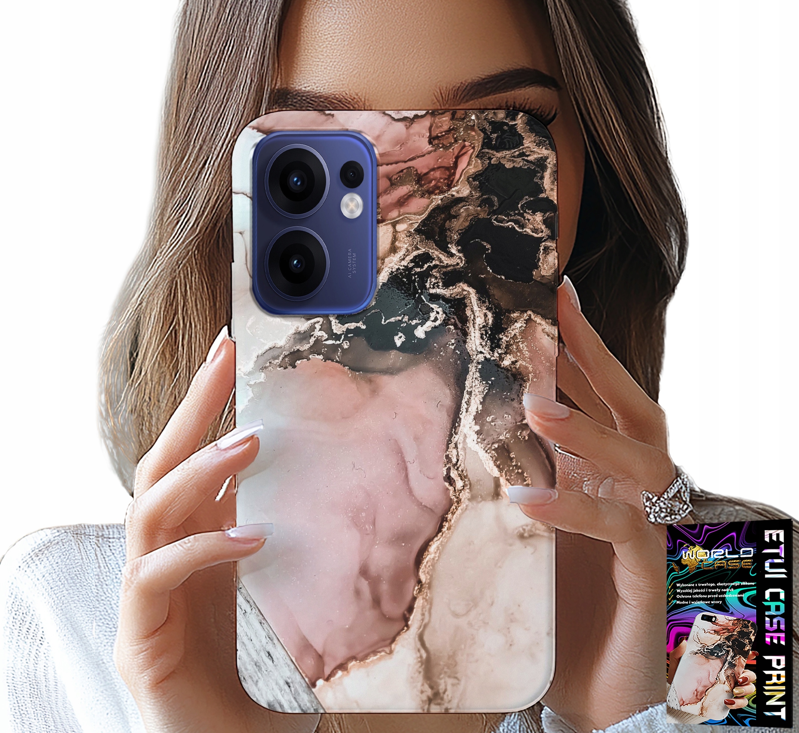 ETUI DO OPPO FIND X5 LITE - ELEGANCKI MARMUREK MODNE WZORY + SZKŁO