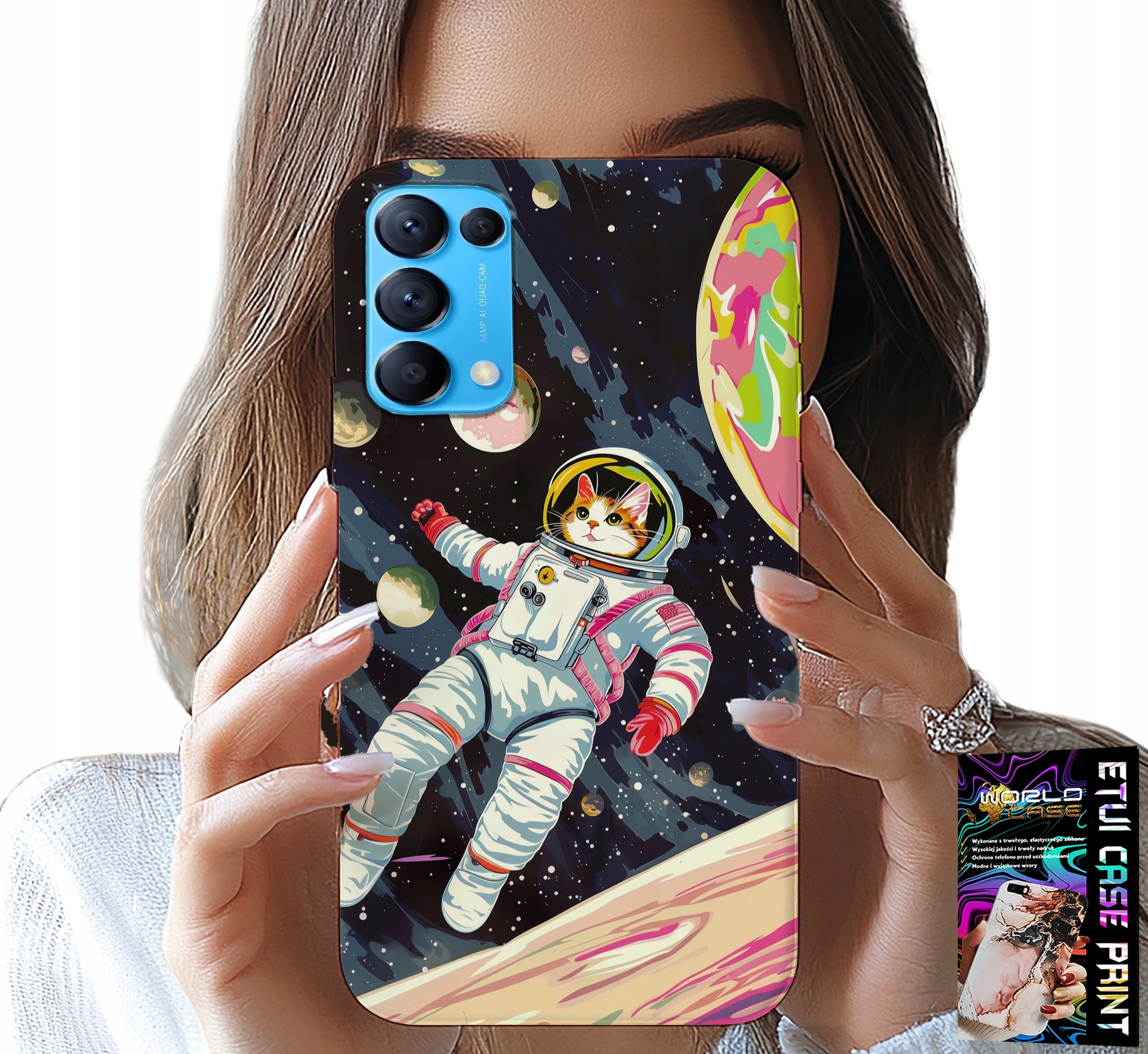 ETUI DO OPPO FIND X3 LITE - KOCI ASTRONAUTA KOT KOSMOS OBUDOWA CASE