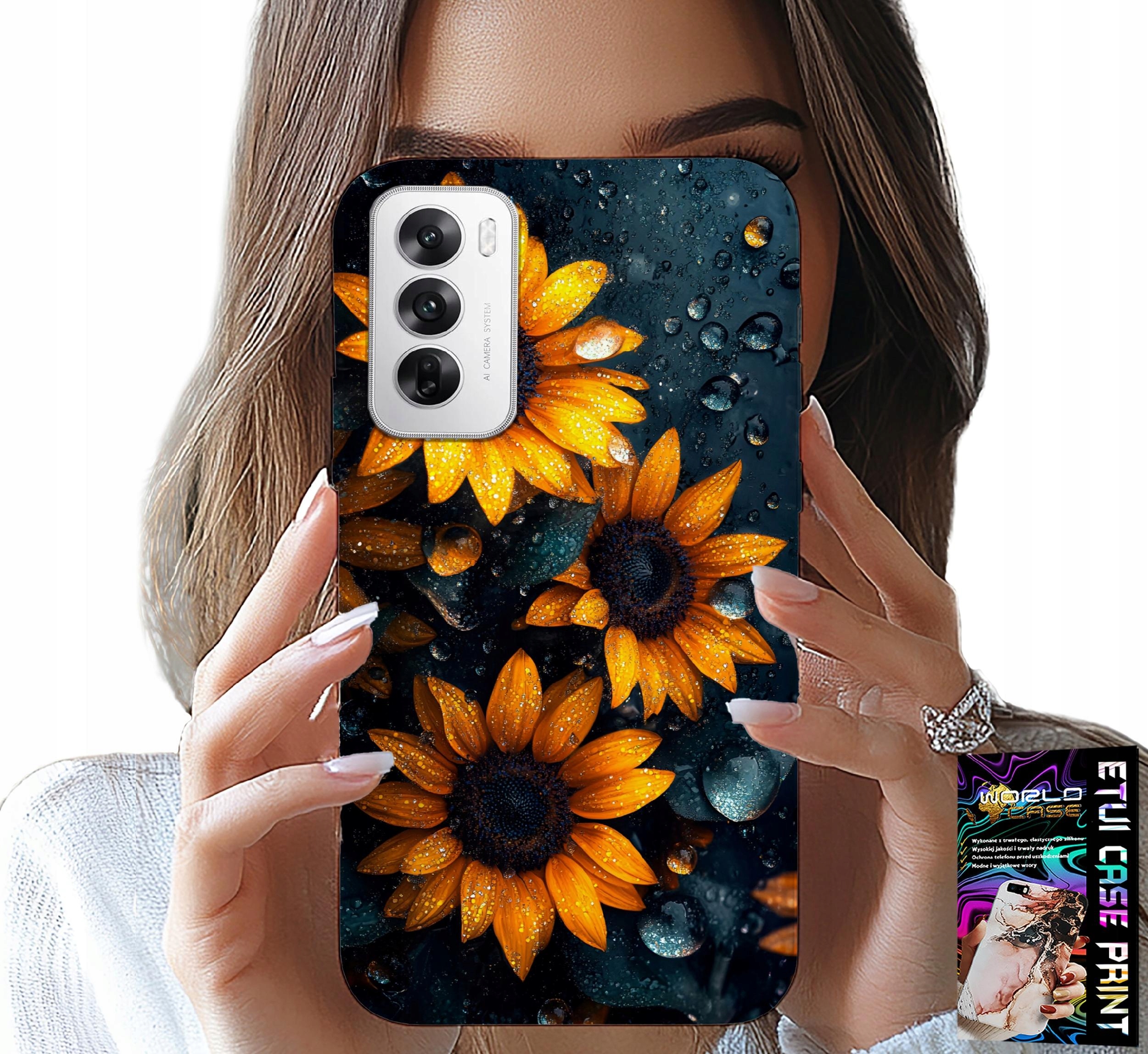 ETUI DO OPPO RENO12 5G - SŁONECZNIKI, SŁONECZNIK, KWIECISTE WZORY