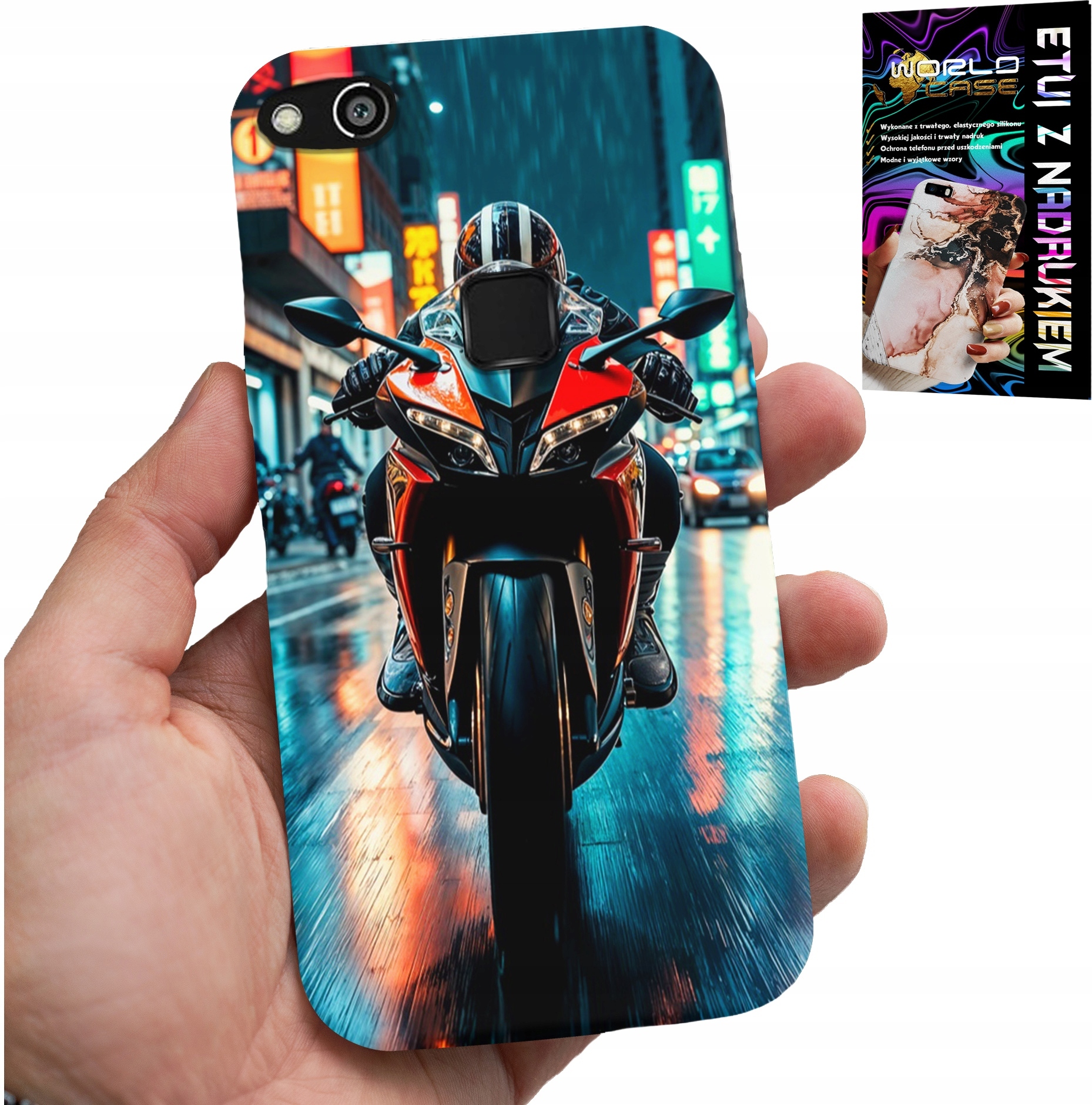 ETUI DO HUAWEI P9 LITE 2016 - MOTOR, MOTOCYKLE JEDNOŚLAD WZORY + FOLIA