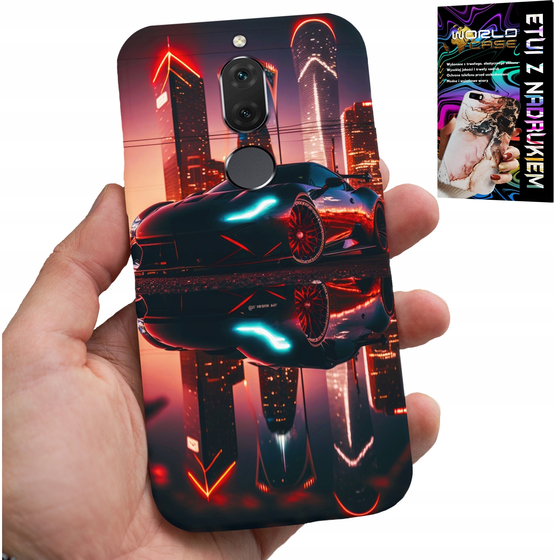 ETUI DO HUAWEI MATE 10 LITE - SAMOCHODY FAN, WZORY DLA MĘŻCZYZN +FOLIA
